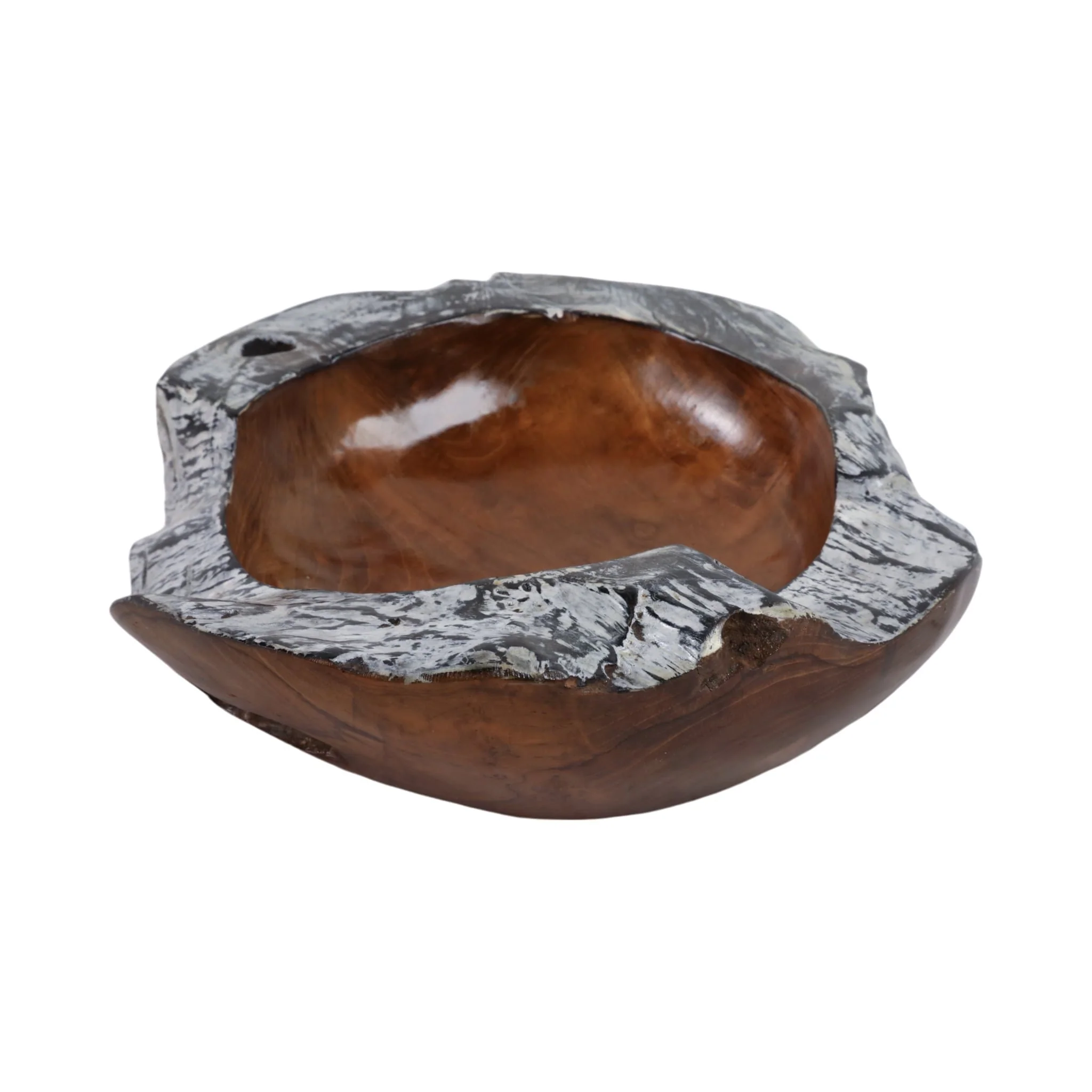 12" Teakwood Bowl W/burnt Edges, Dark Natural - Image 3