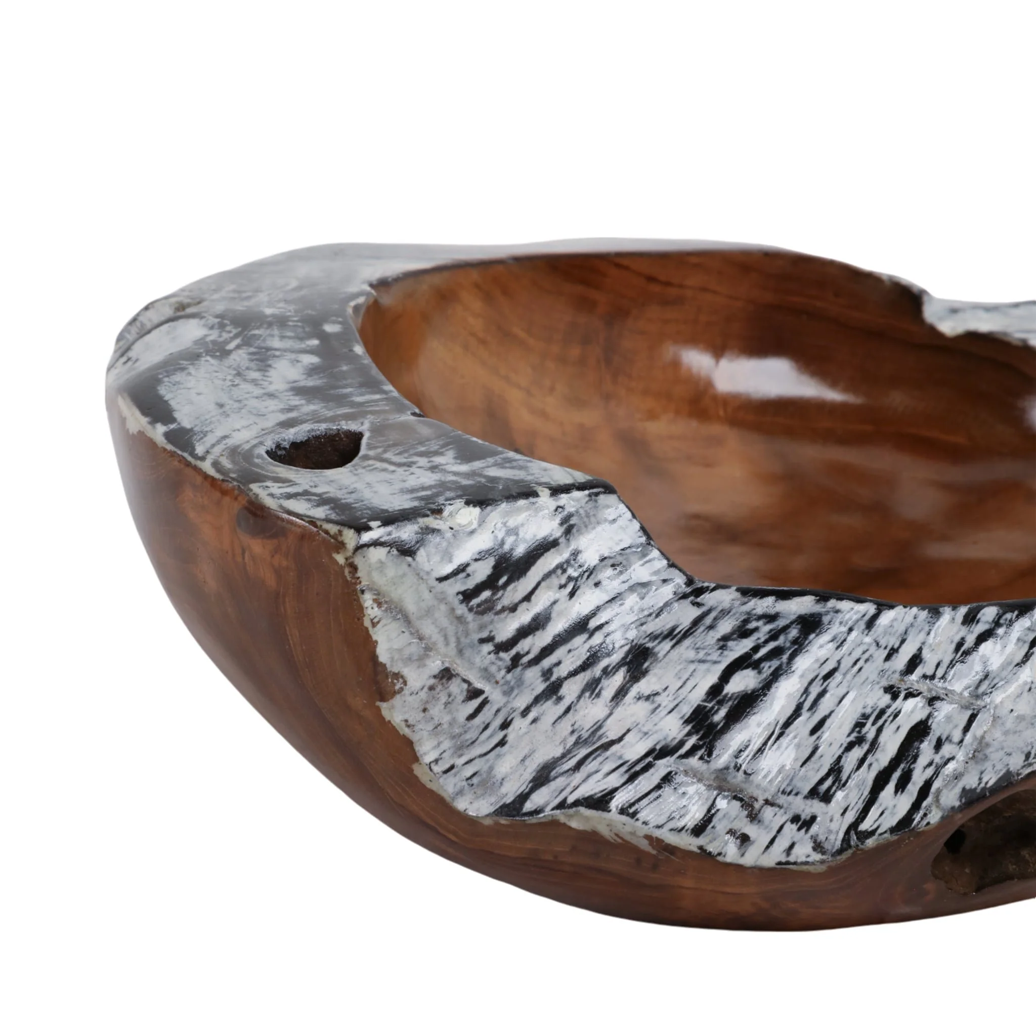 12" Teakwood Bowl W/burnt Edges, Dark Natural - Image 5