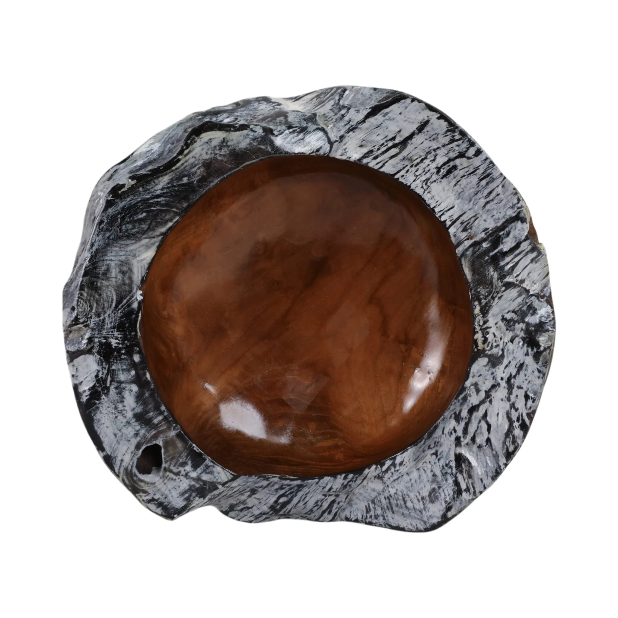 12" Teakwood Bowl W/burnt Edges, Dark Natural - Image 6