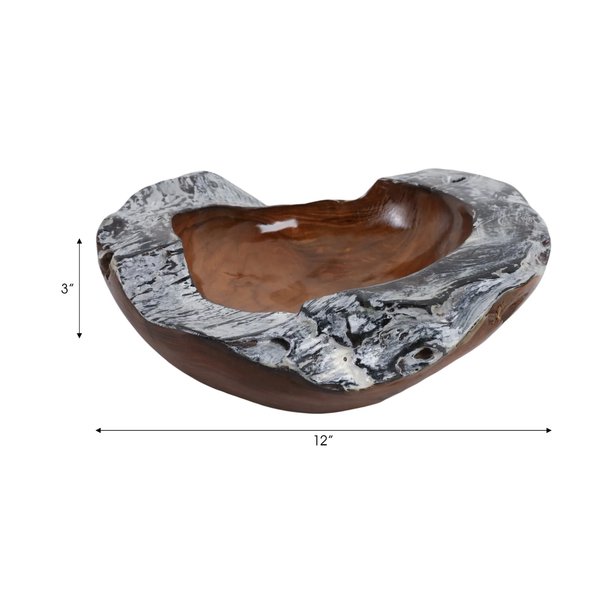 12" Teakwood Bowl W/burnt Edges, Dark Natural - Image 8