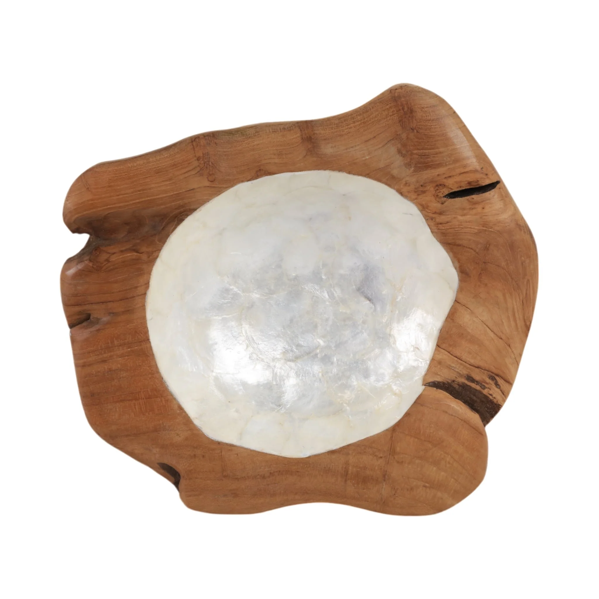 12" Teakwood Bowl W/capiz, Natural - Image 6