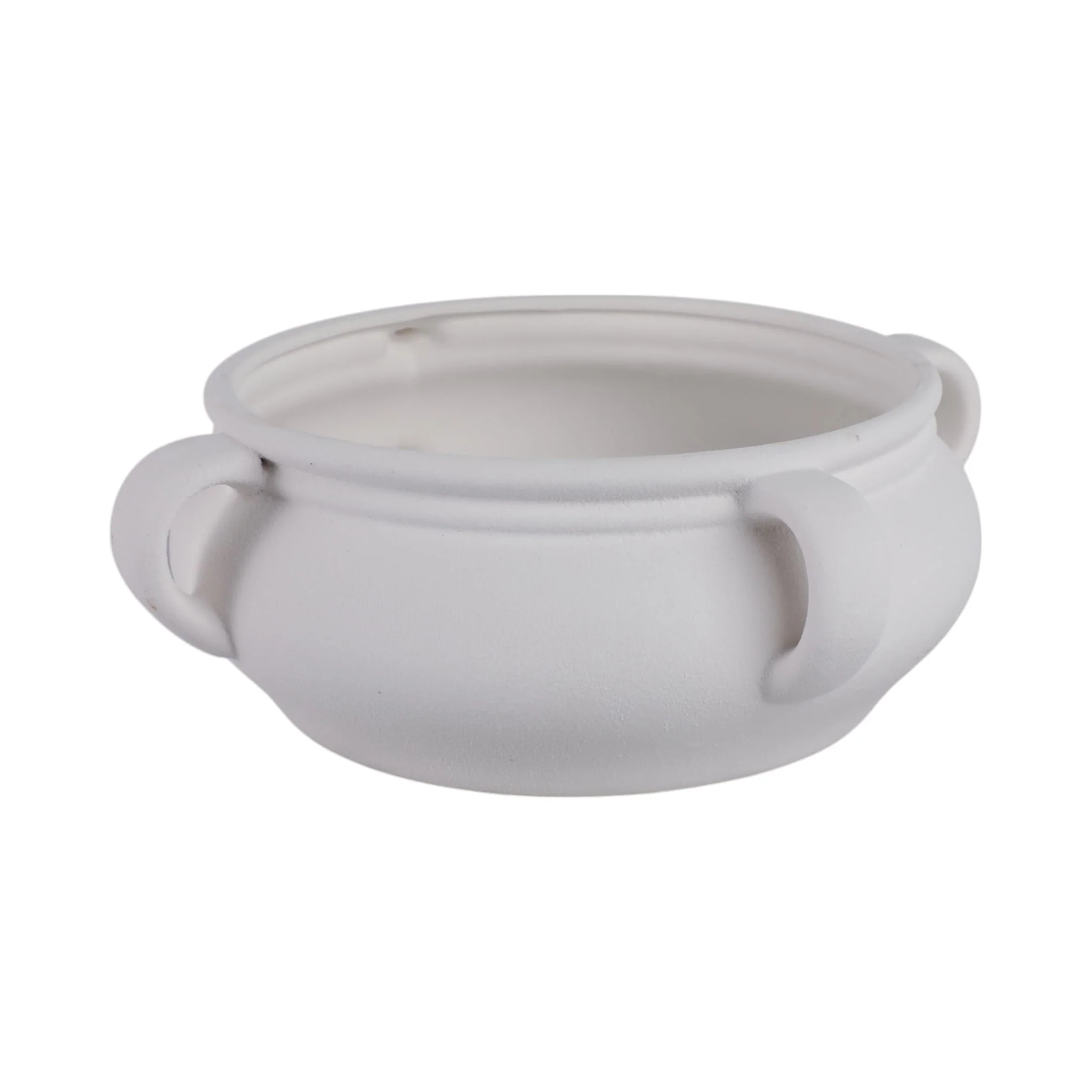 12" Textured Bowl With Handles, White - Image 2