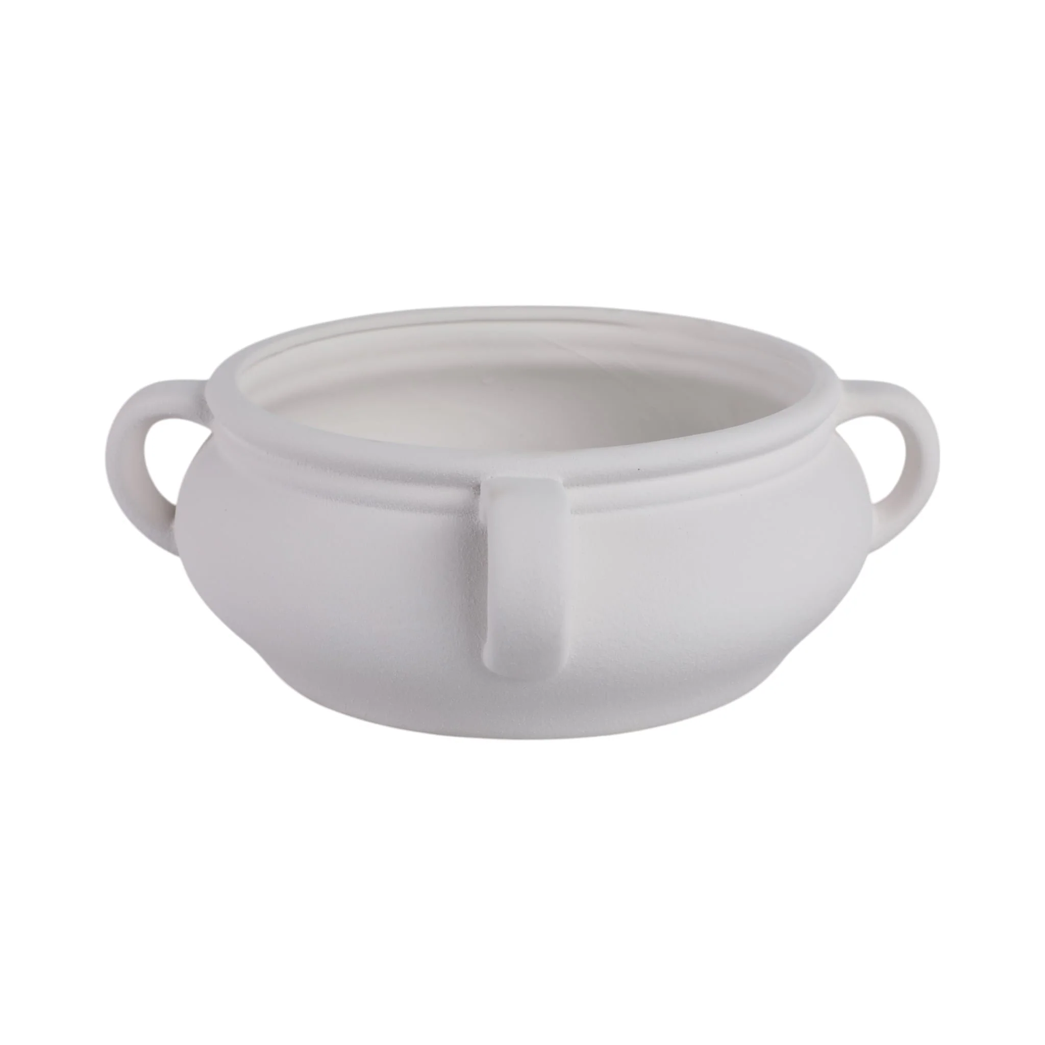 12" Textured Bowl With Handles, White - Image 3