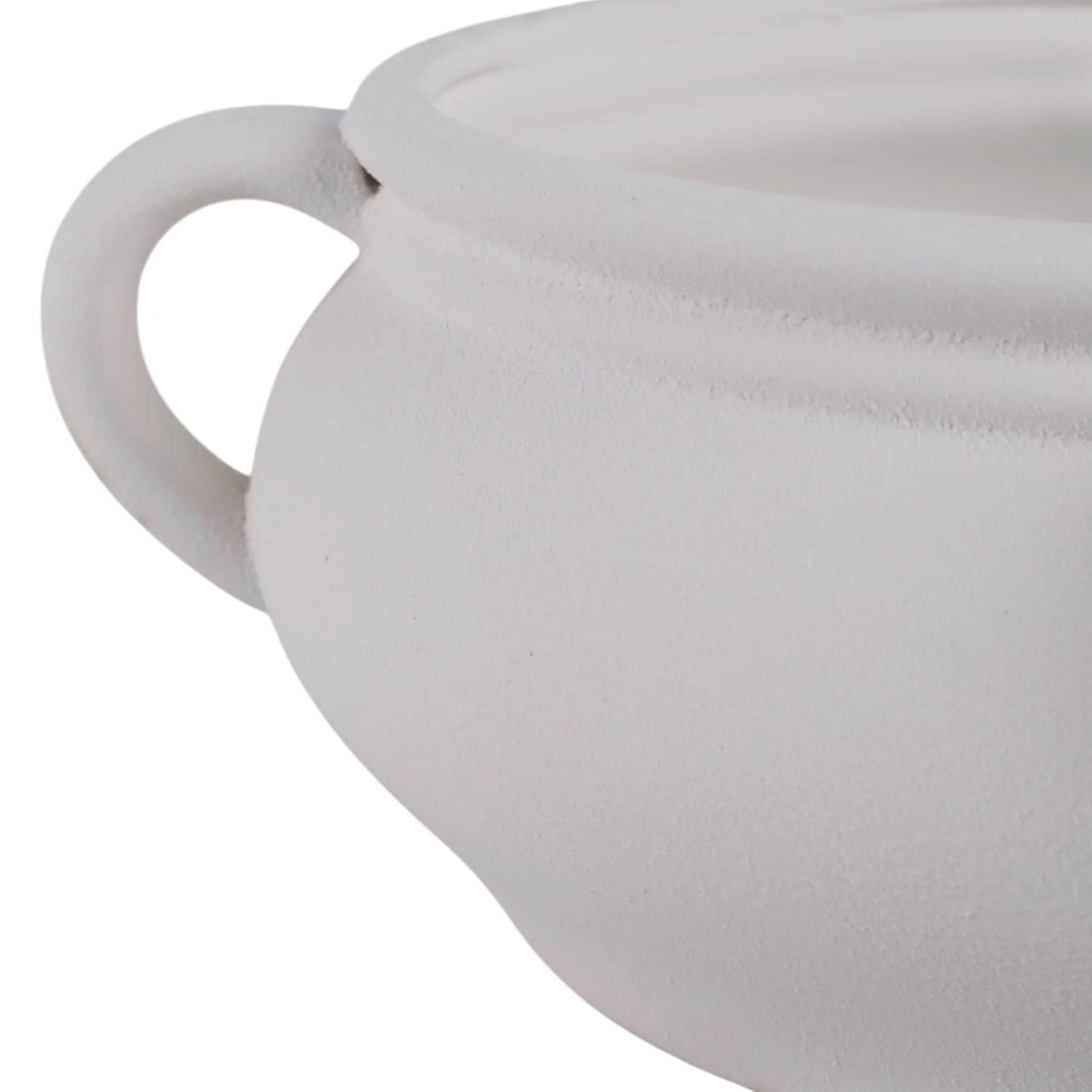 12" Textured Bowl With Handles, White - Image 5