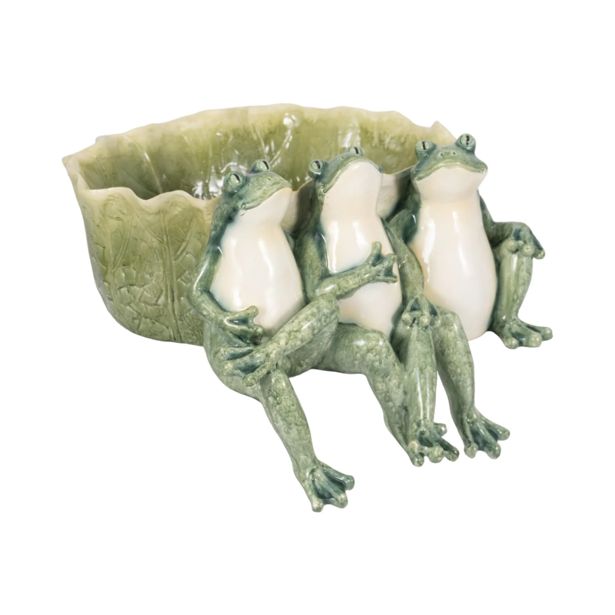 12" Three Sitting Frogs Planter, Green - Image 2