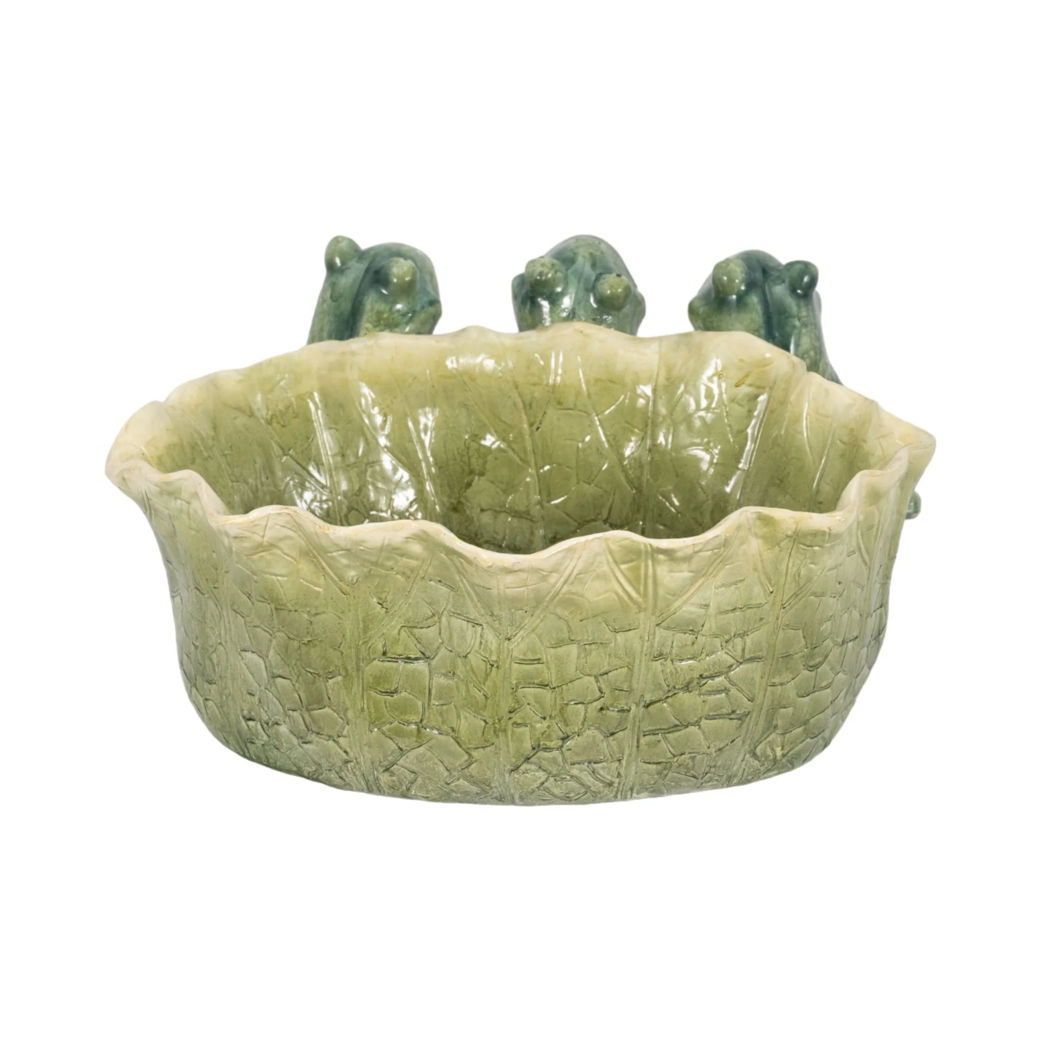 12" Three Sitting Frogs Planter, Green - Image 4
