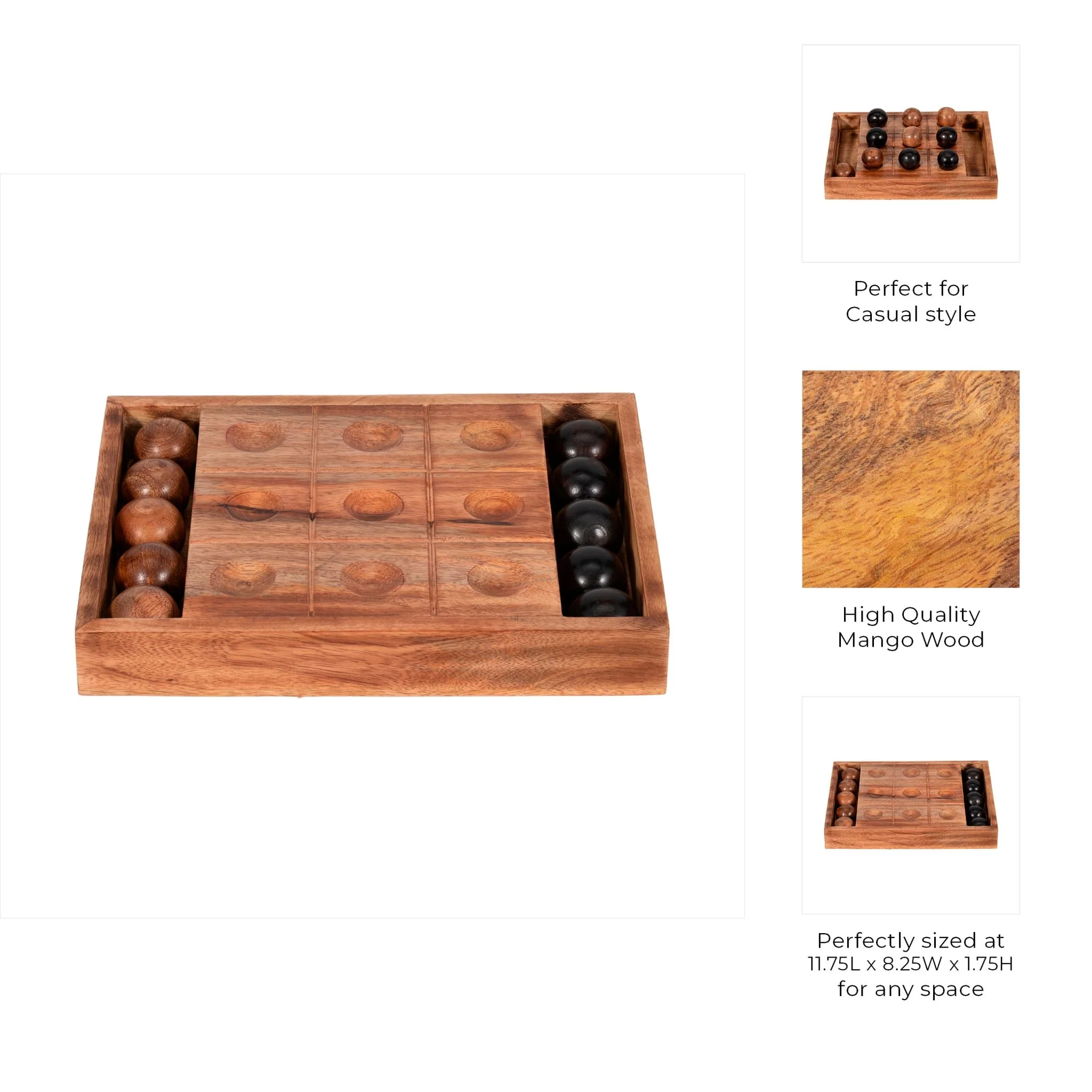 12" Tic Tac Toe With Orbs, Brown - Image 9
