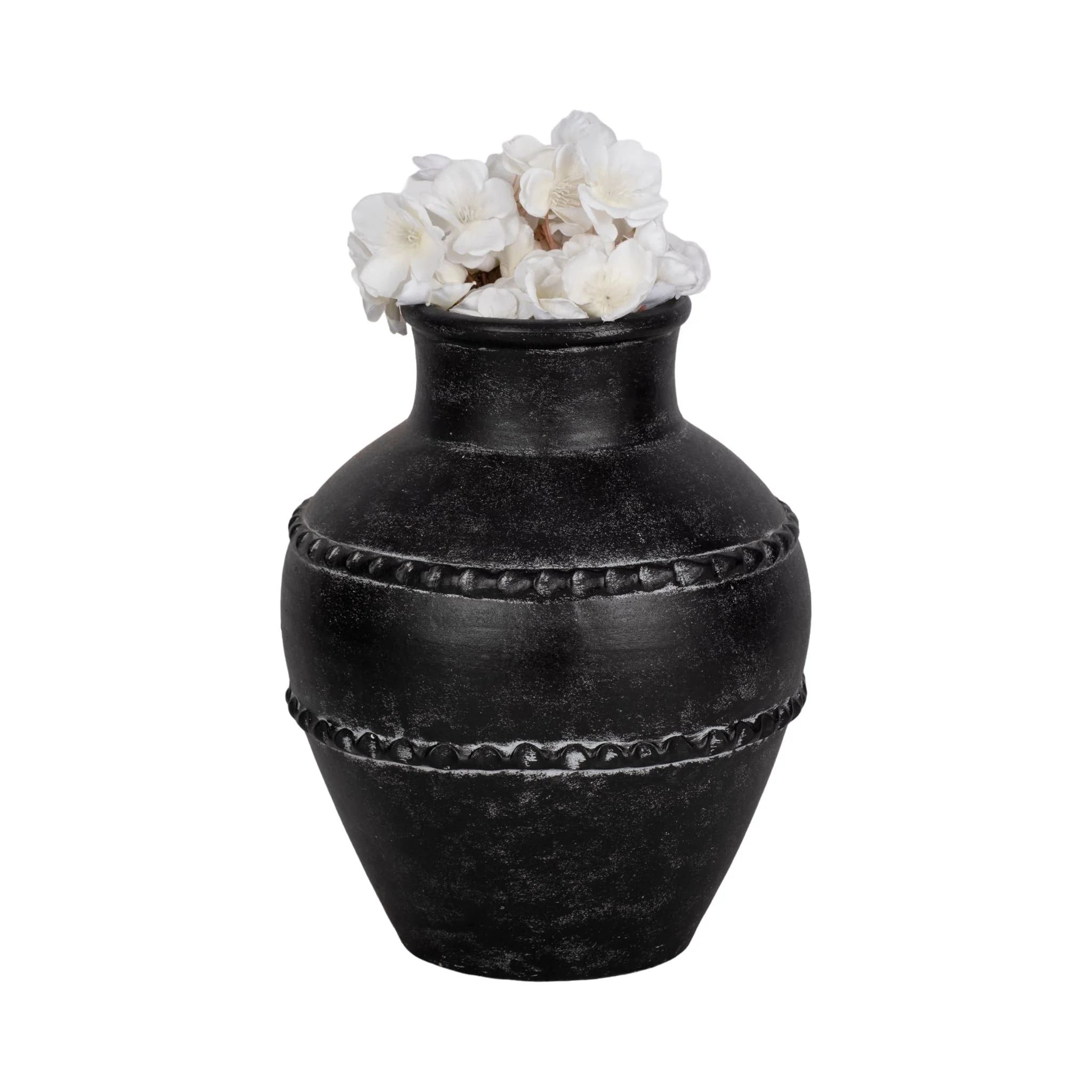 12" Traditional Terracotta Vase, Black - Image 2