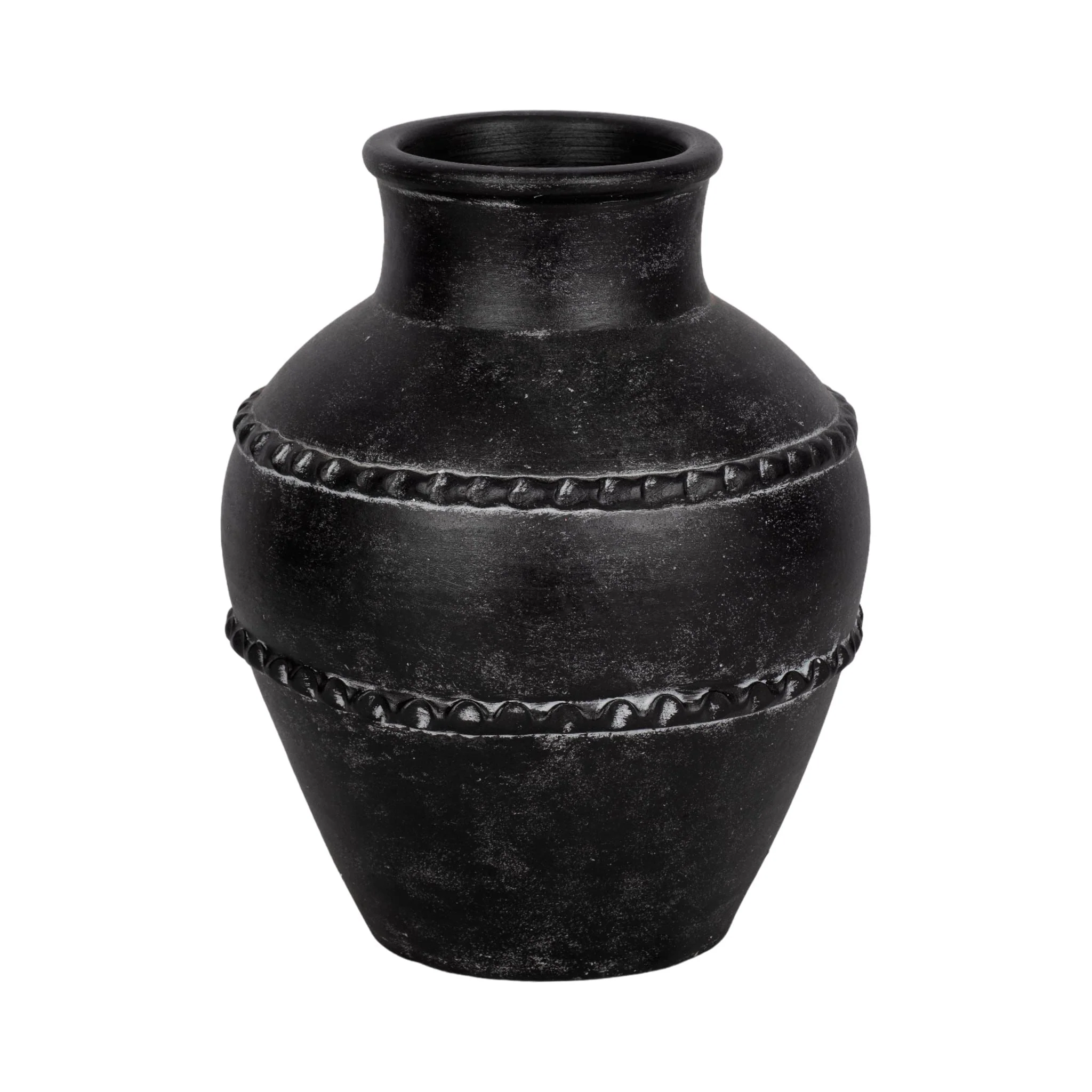 12" Traditional Terracotta Vase, Black - Image 3