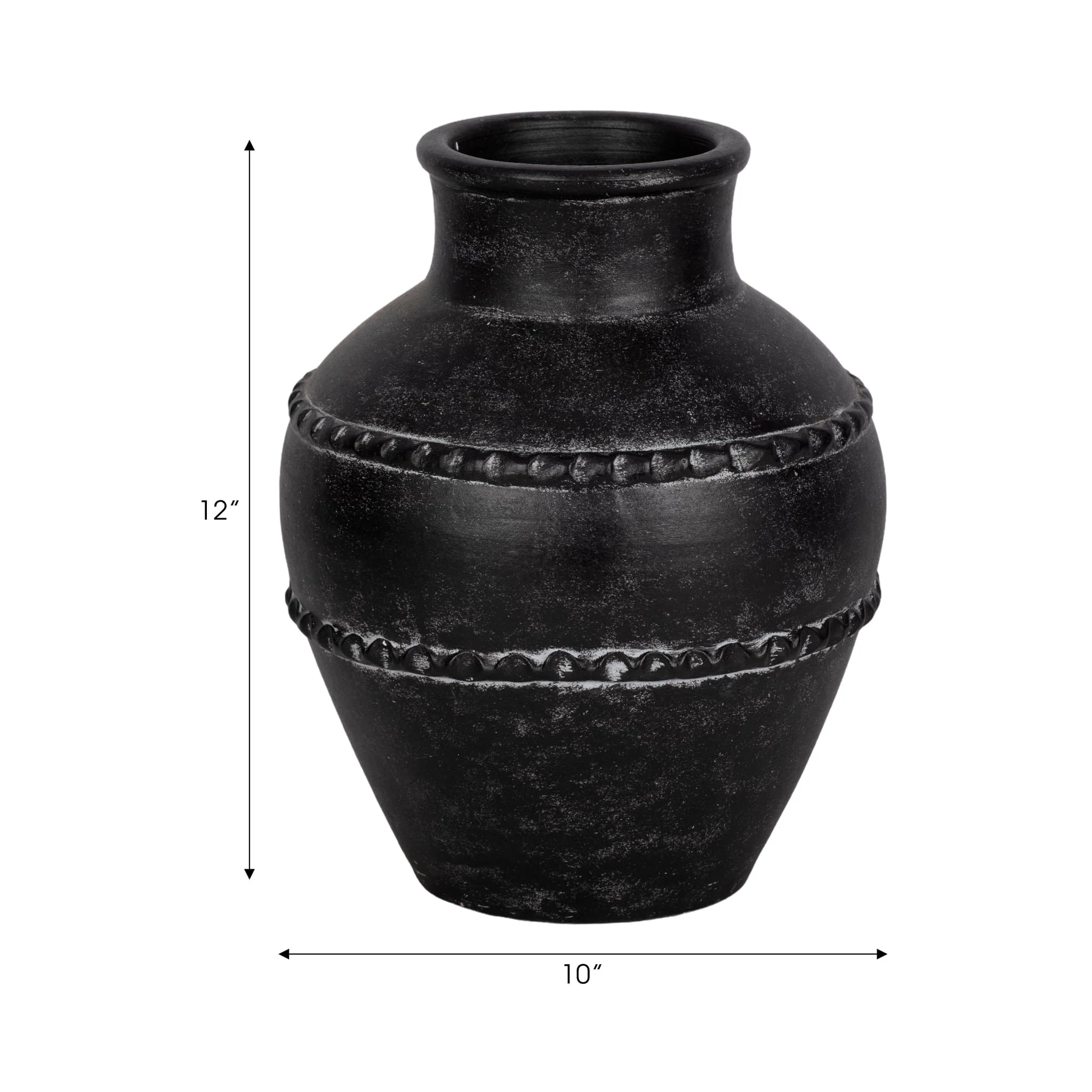 12" Traditional Terracotta Vase, Black - Image 8