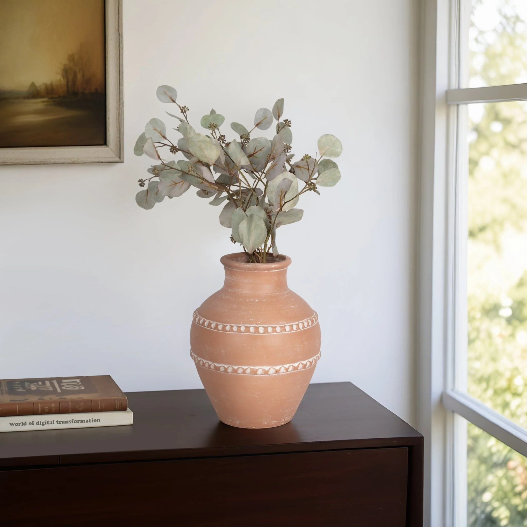 12" Traditional Terracotta Vase, Terracotta - Image 10