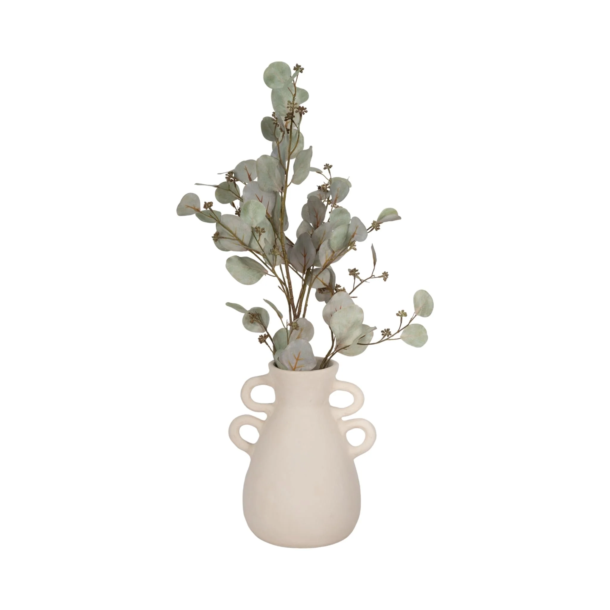 12" Vase With 4 Handles, Paper Mache, Ivory - Image 2