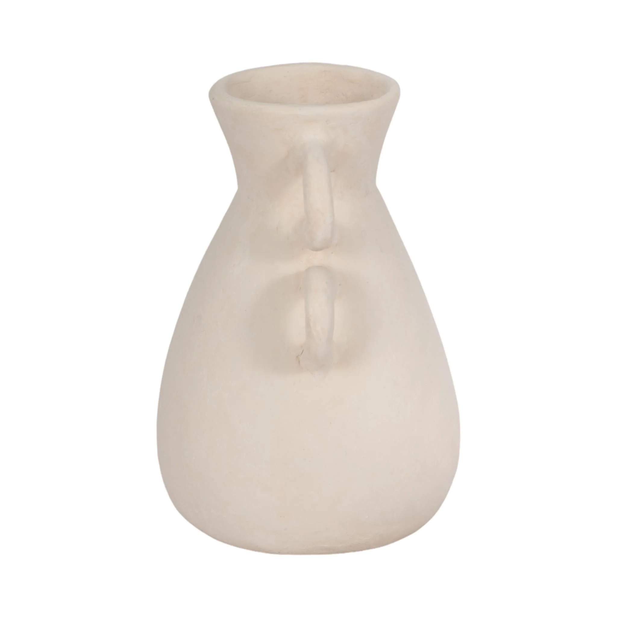 12" Vase With 4 Handles, Paper Mache, Ivory - Image 4