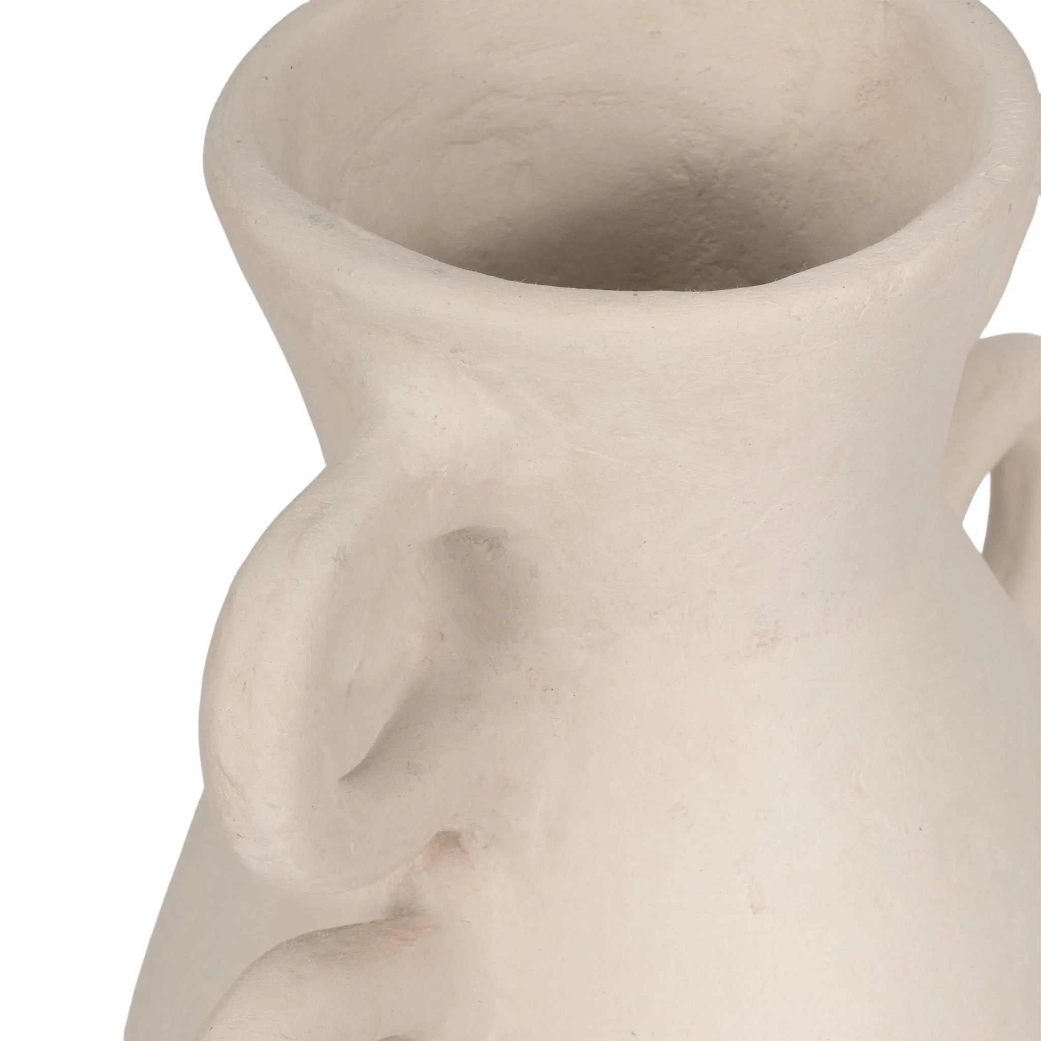 12" Vase With 4 Handles, Paper Mache, Ivory - Image 5