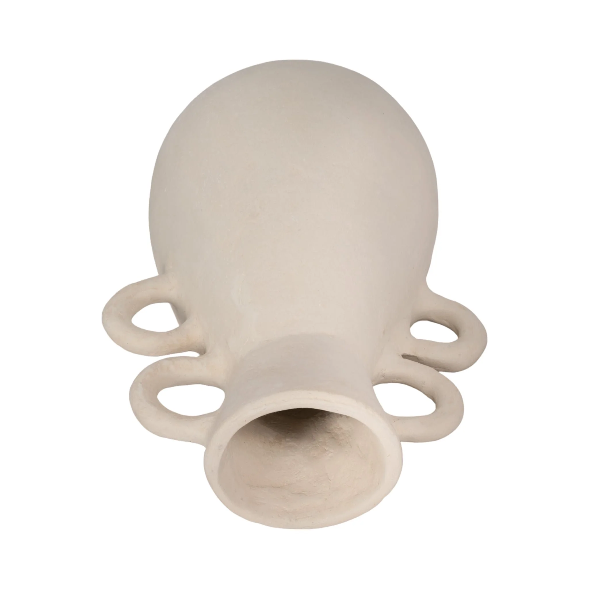 12" Vase With 4 Handles, Paper Mache, Ivory - Image 6