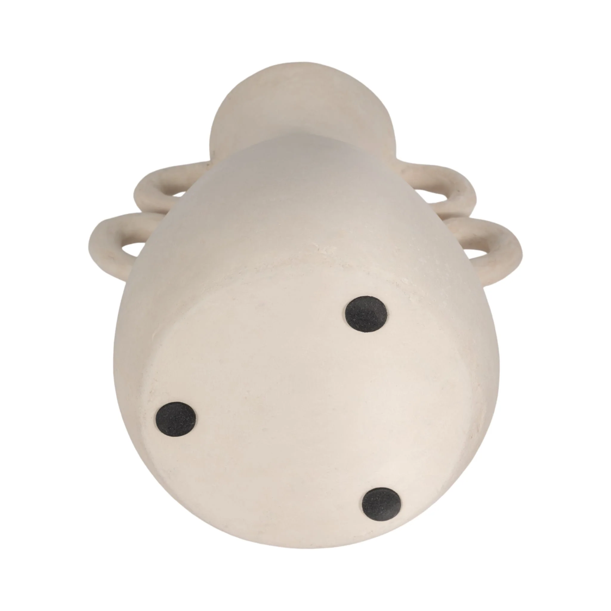 12" Vase With 4 Handles, Paper Mache, Ivory - Image 7