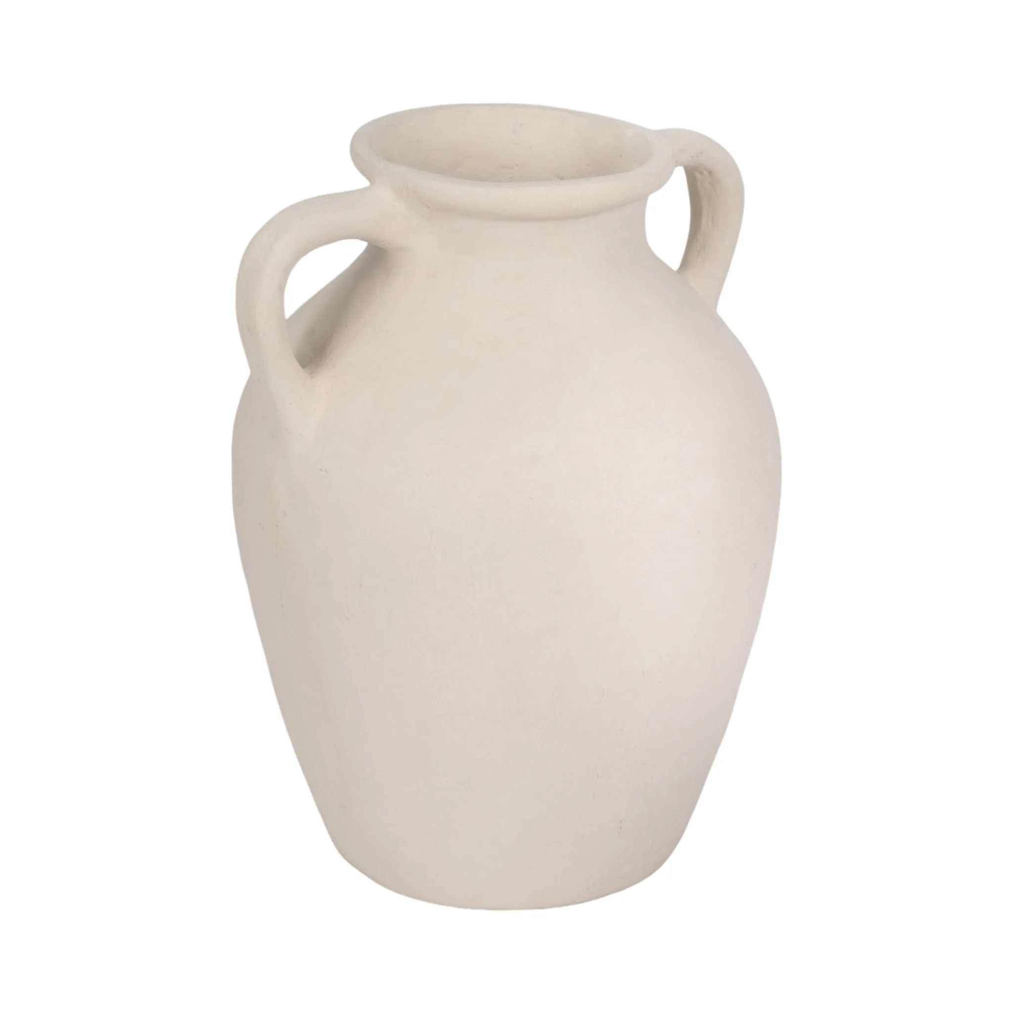 12" Vase With Handles, Paper Mache, Ivory - Image 3