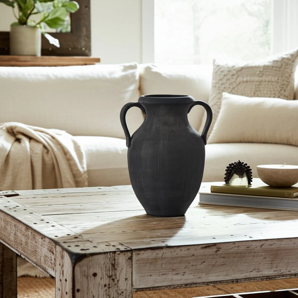 12" Weathered Jug With Handles, Black - Image 12