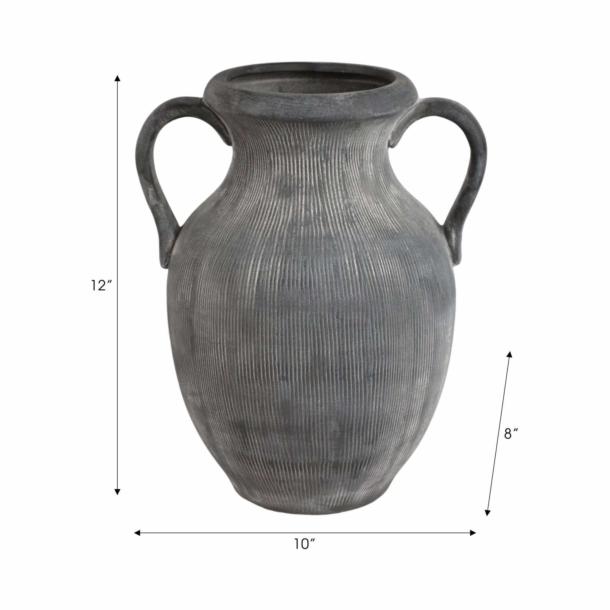 12" Weathered Jug With Handles, Black - Image 9