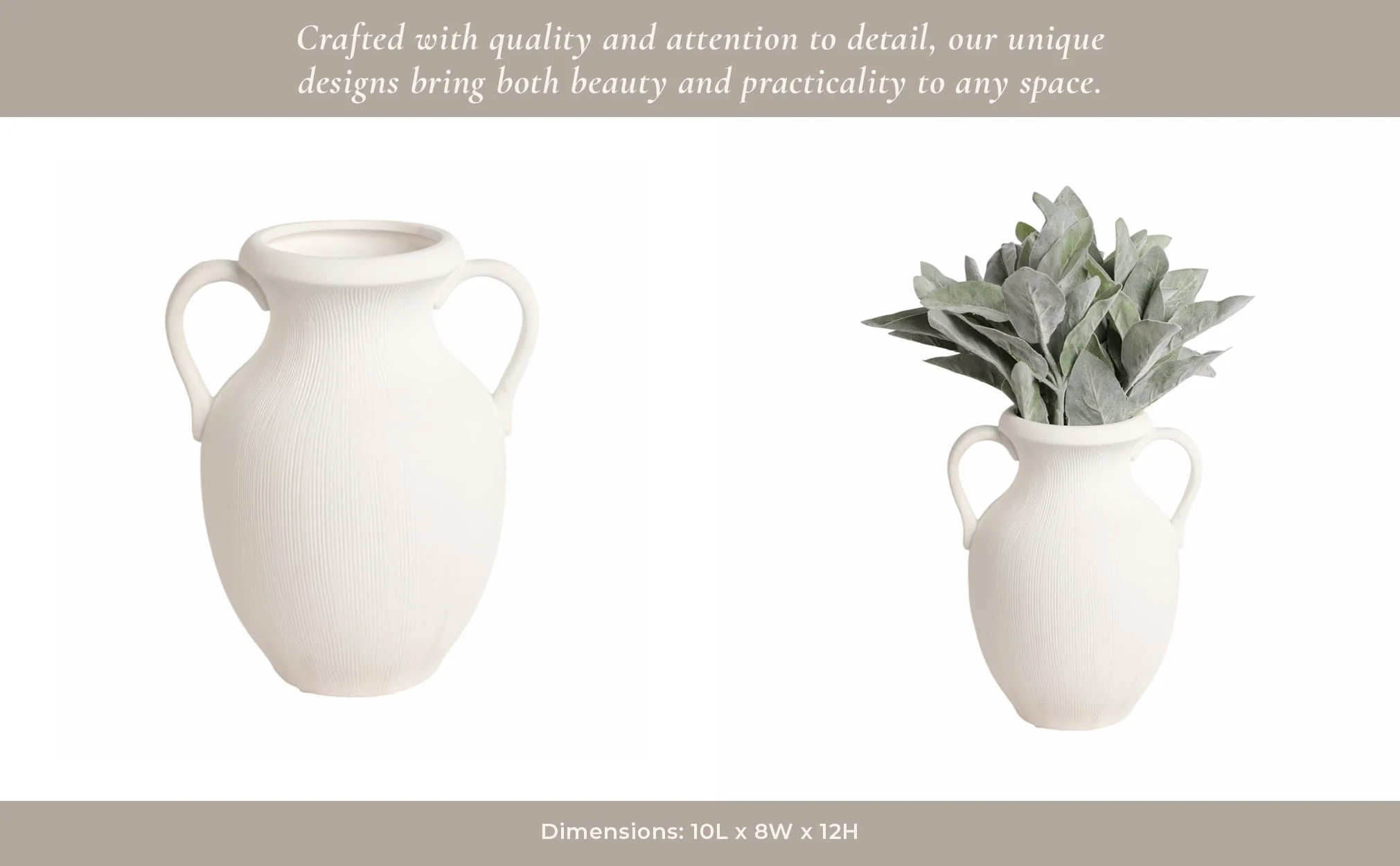 12" Weathered Jug With Handles, White - Image 14