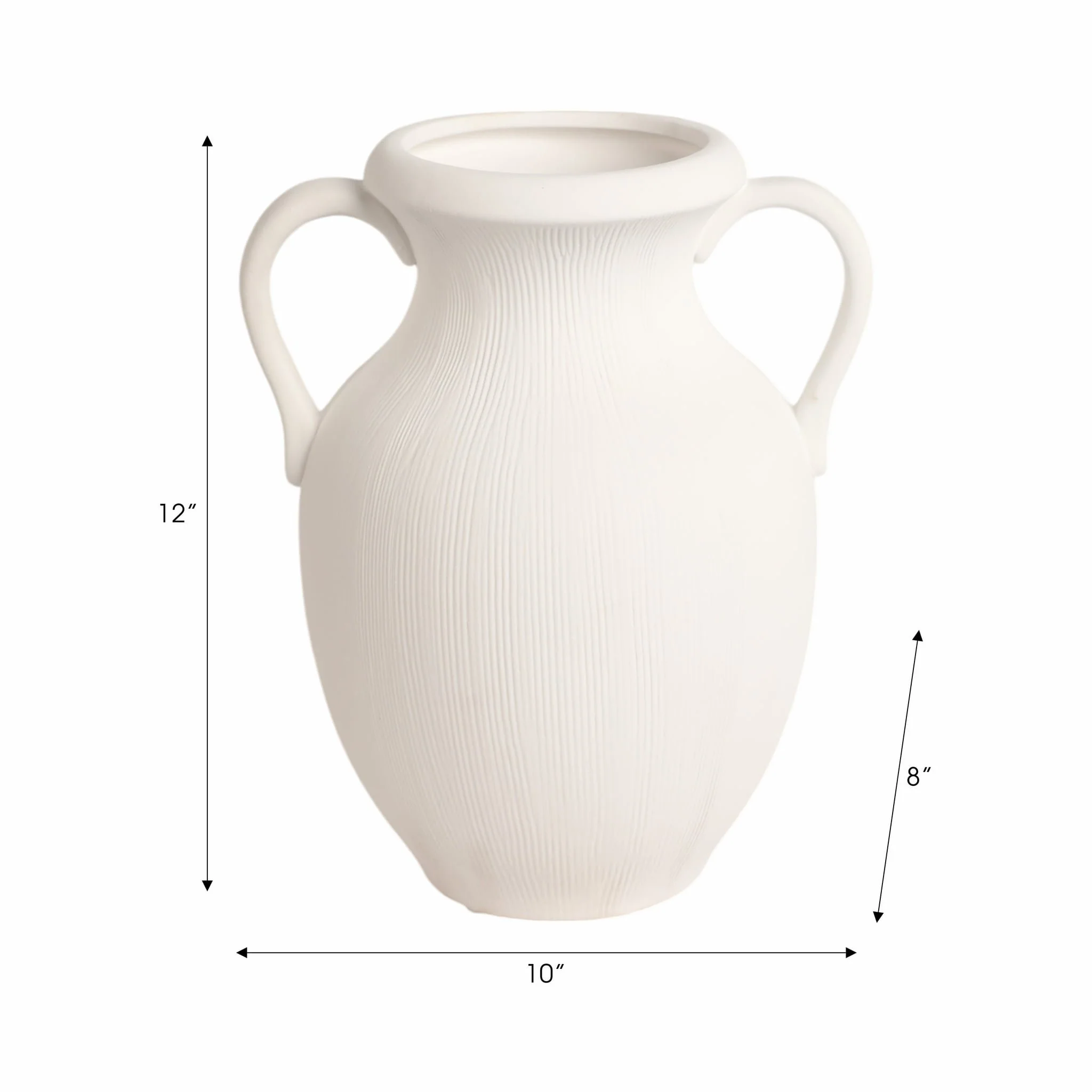 12" Weathered Jug With Handles, White - Image 9