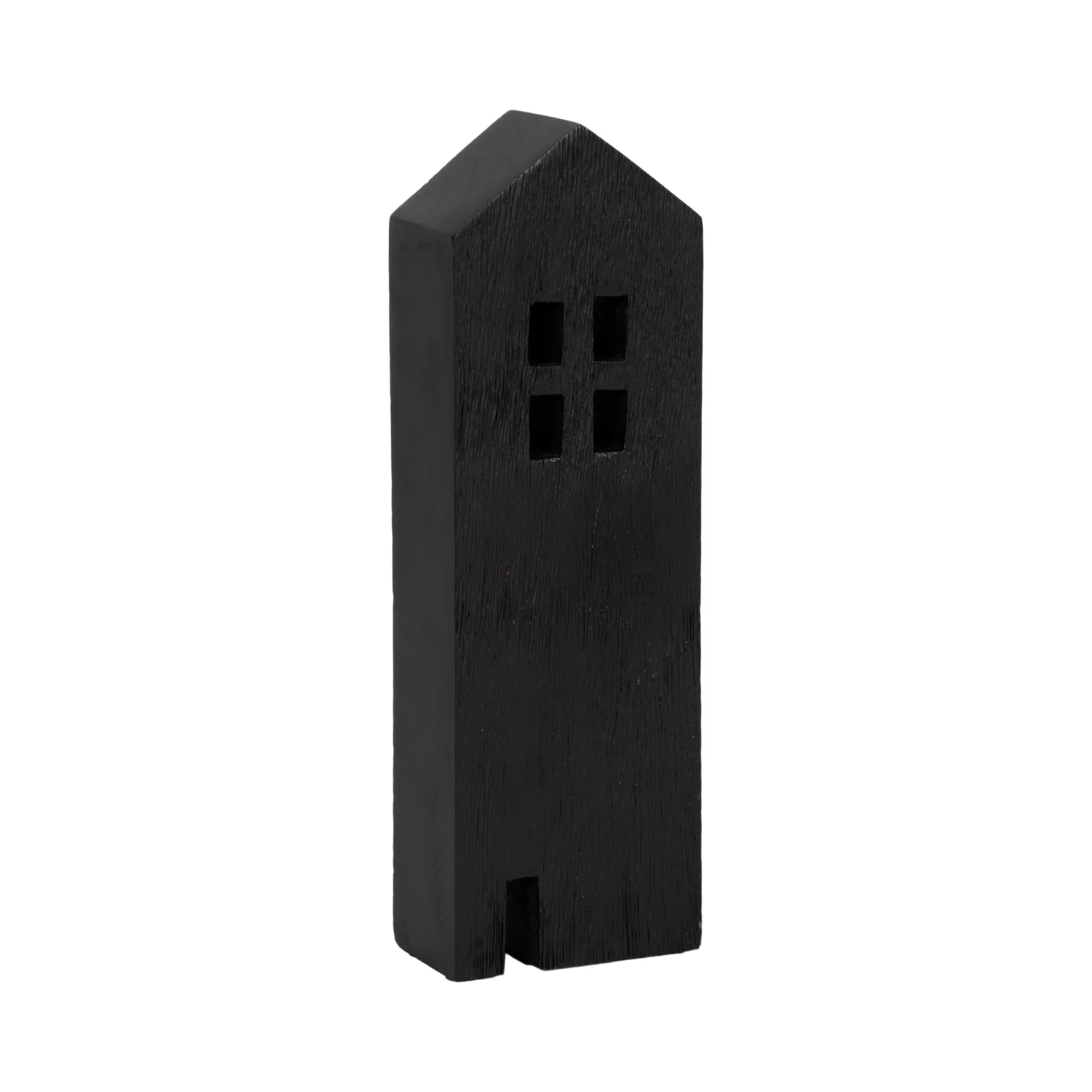 12" Wood House Decor, Black - Image 2