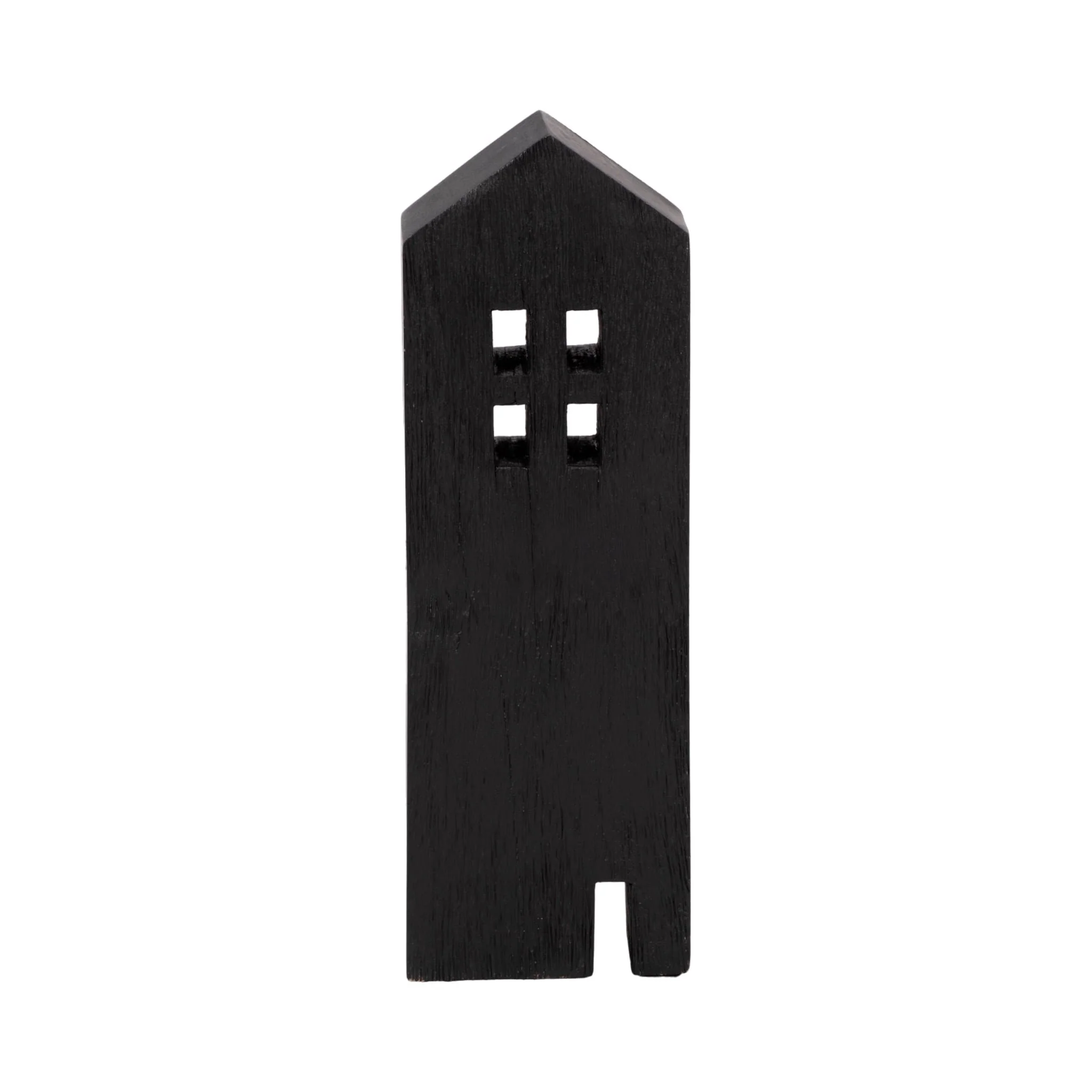 12" Wood House Decor, Black - Image 4