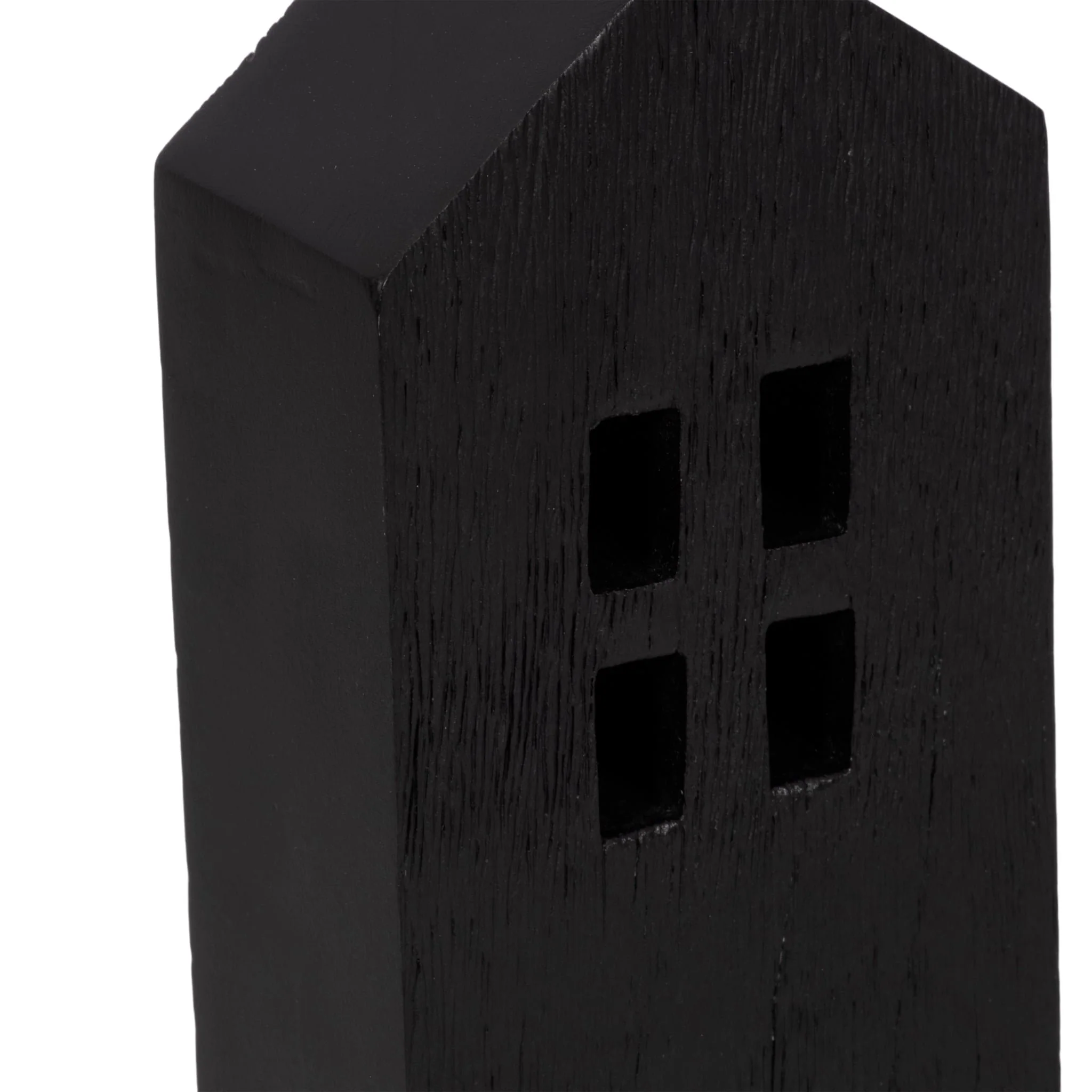 12" Wood House Decor, Black - Image 5