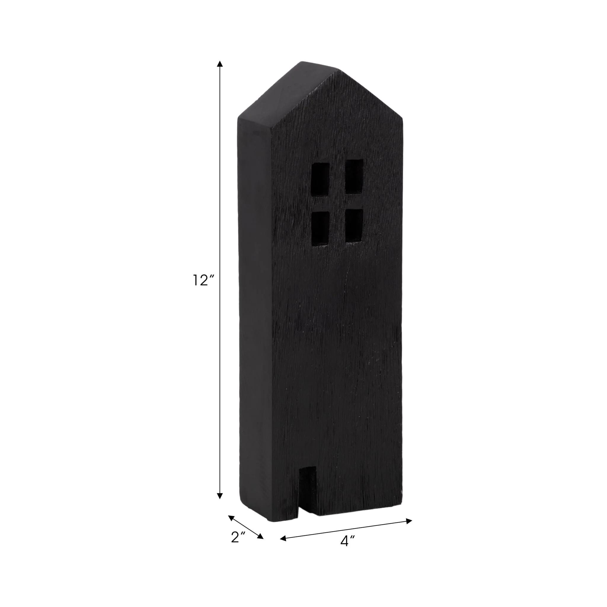 12" Wood House Decor, Black - Image 9