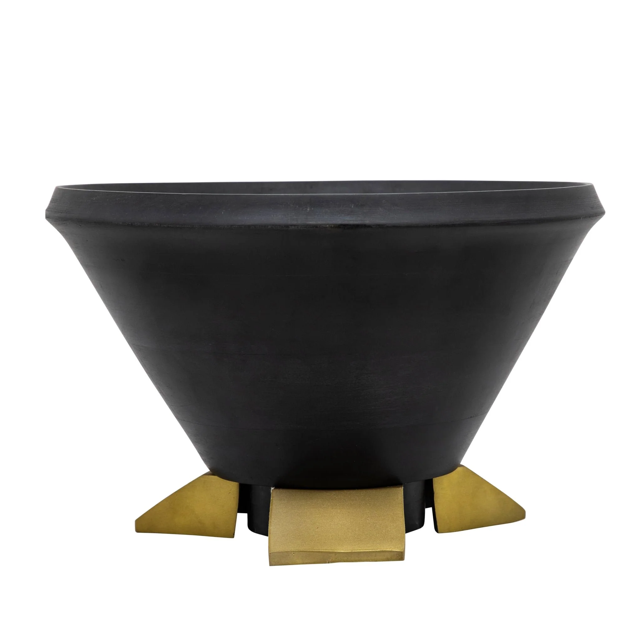 12" Wooden Bowl W/ Metal Legs, Black - Image 2