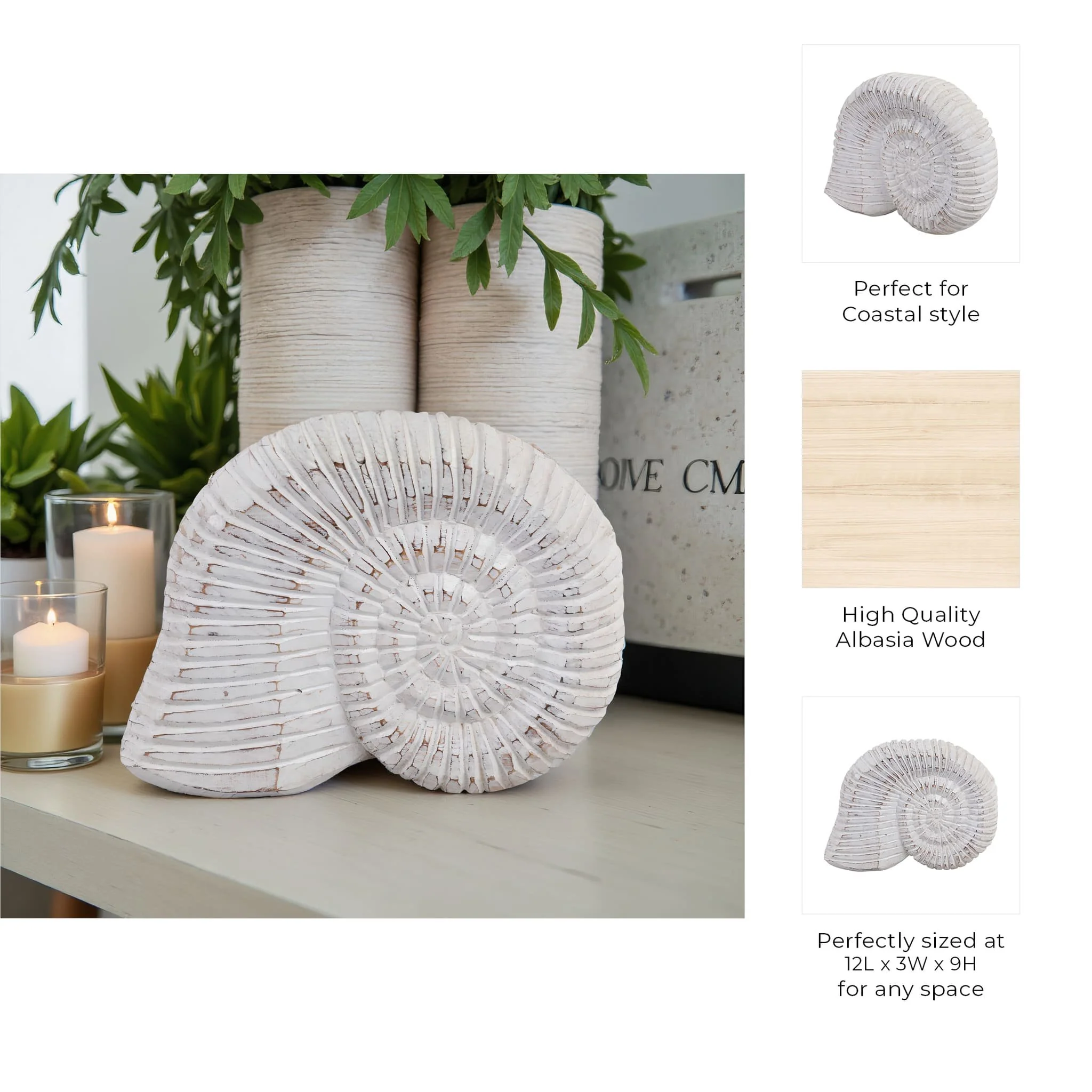 12" Wooden Snail Decor, Wht - Image 9