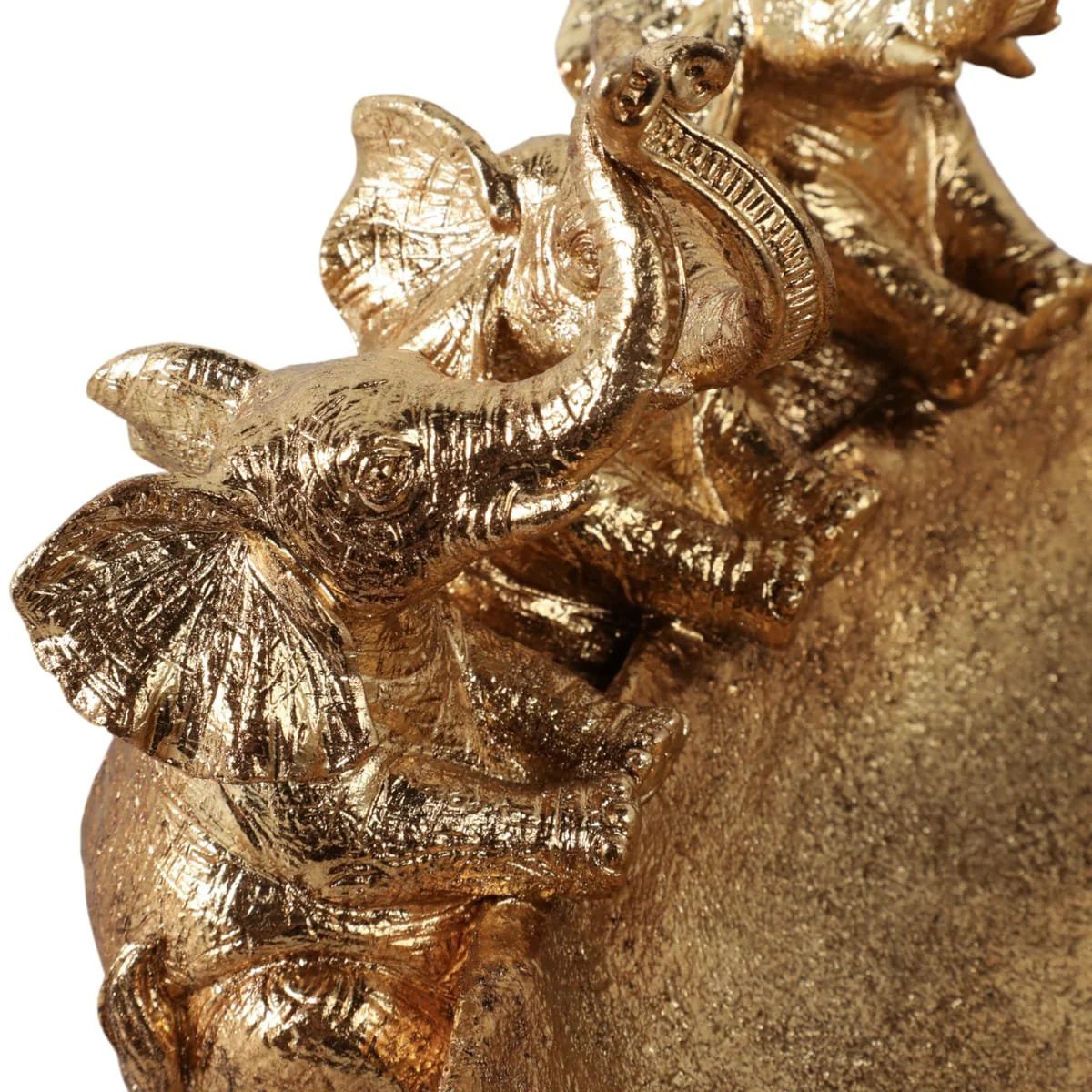 12x10" Bowl With 3 Elephants, Gold - Image 5