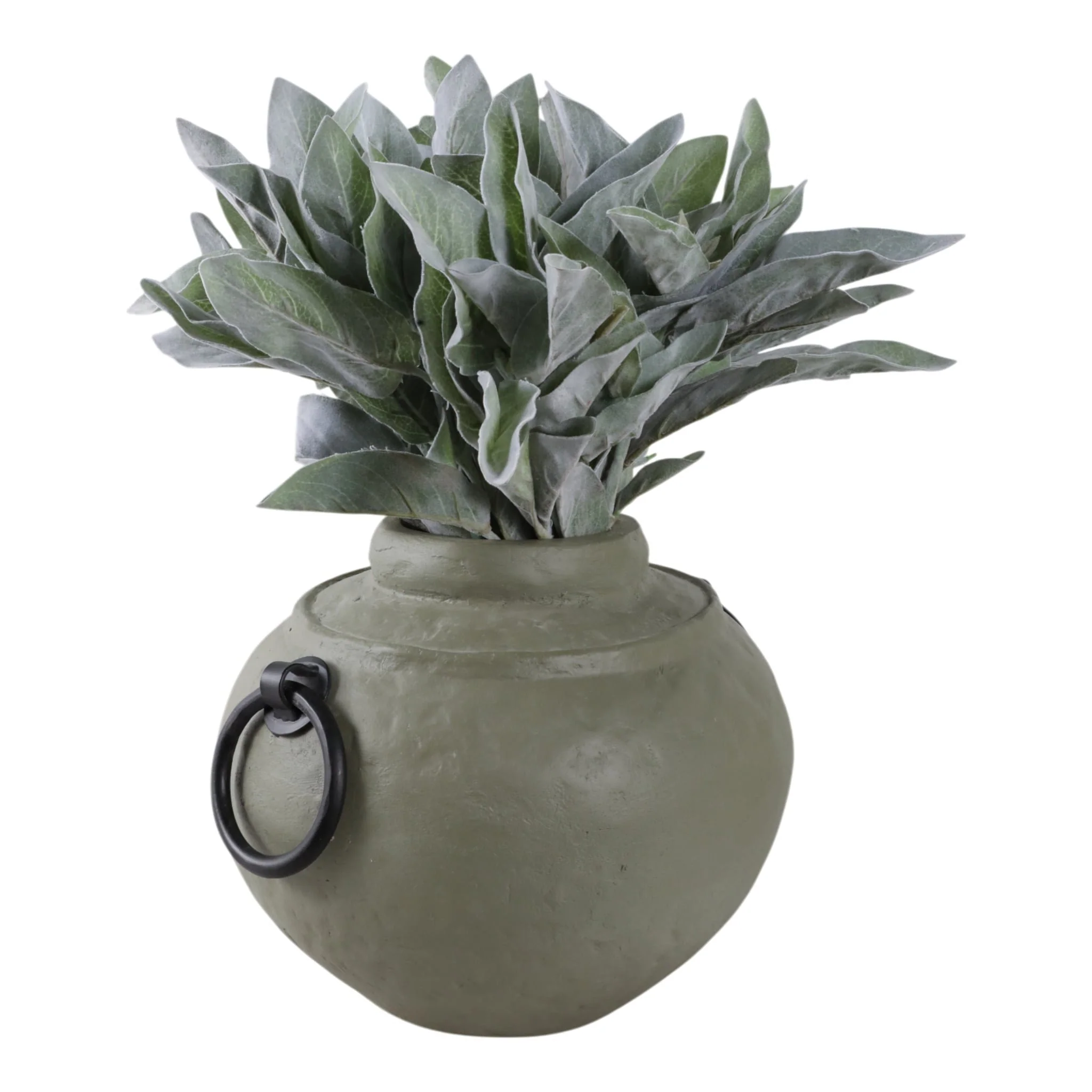 12x10" Ecomix Vase With Metal Handles, Green/ Blk - Image 2