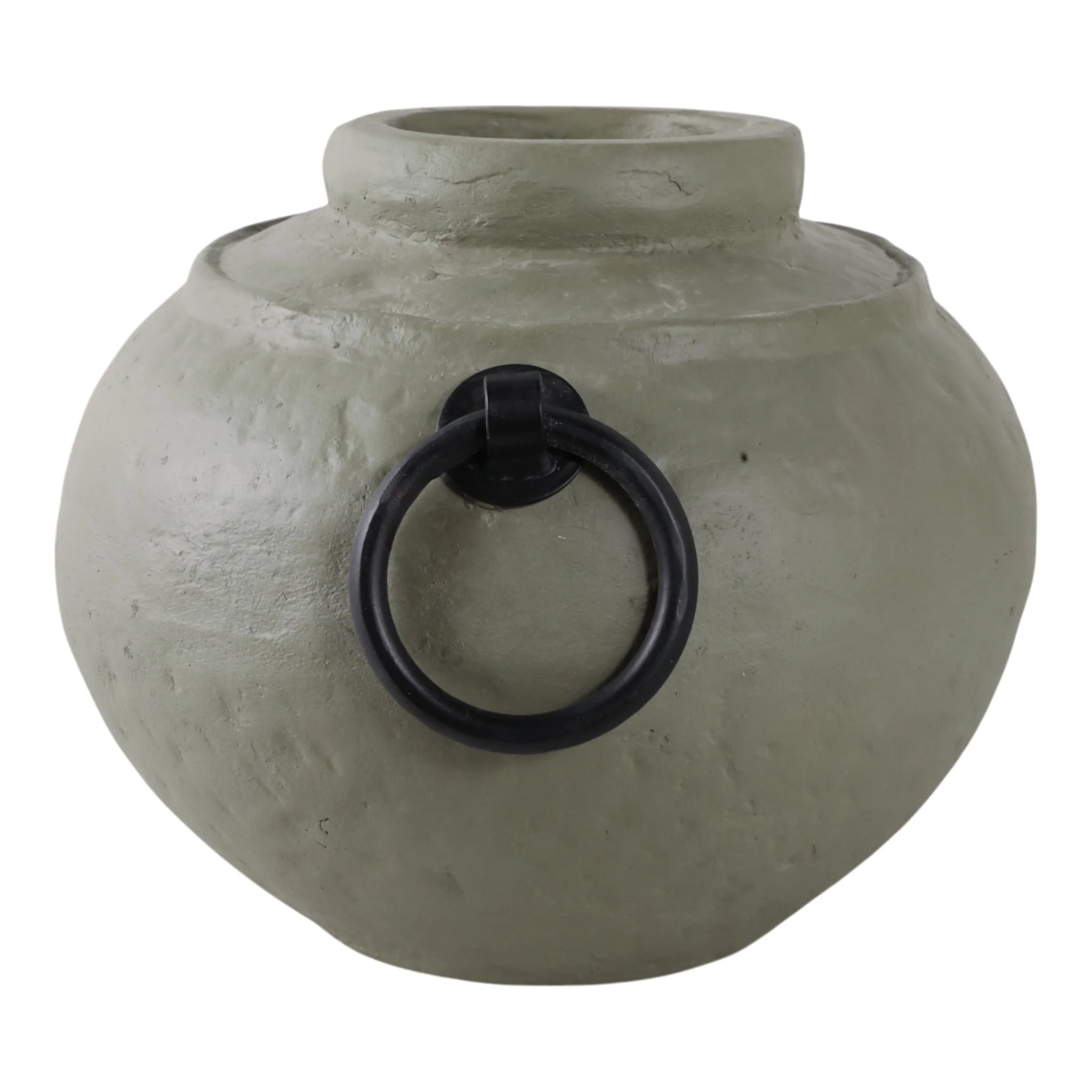12x10" Ecomix Vase With Metal Handles, Green/ Blk - Image 3
