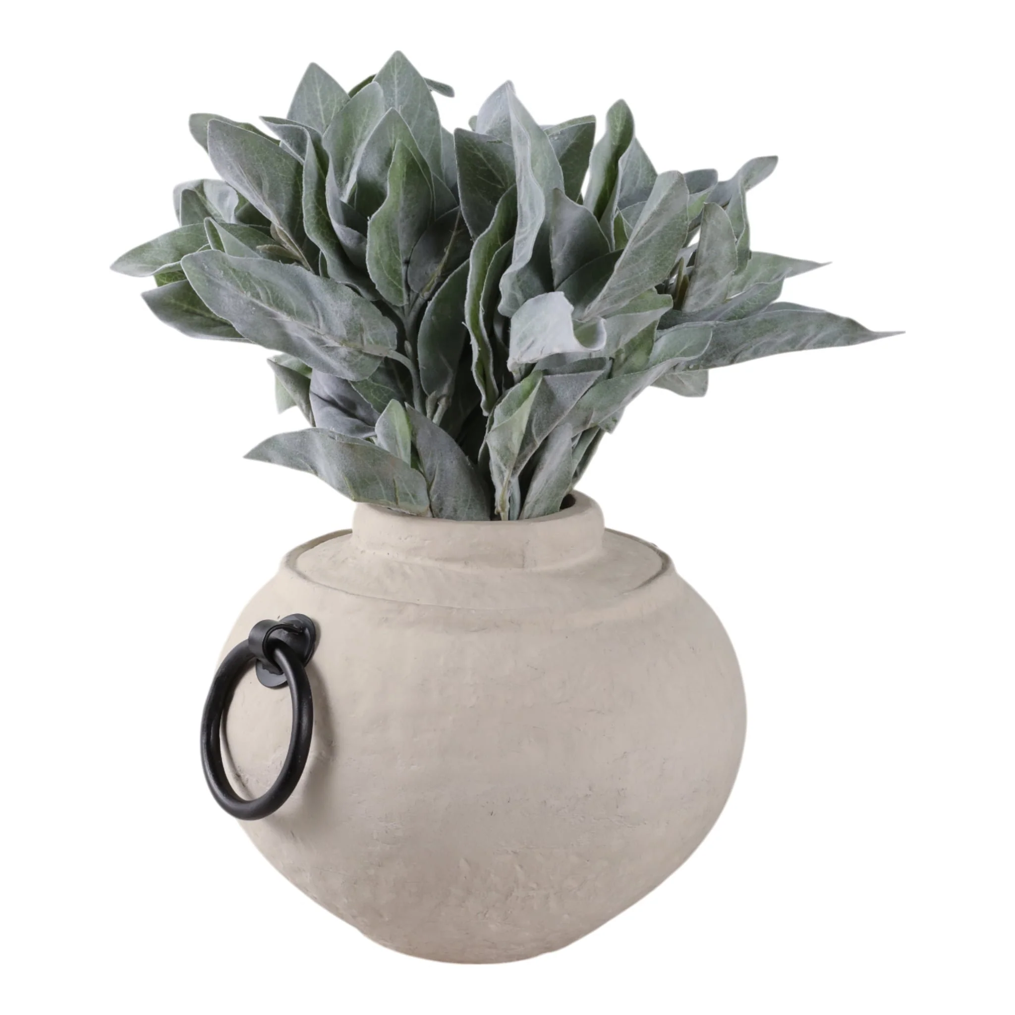 12x10" Ecomix Vase With Metal Handles, Ivory/ Blk - Image 2