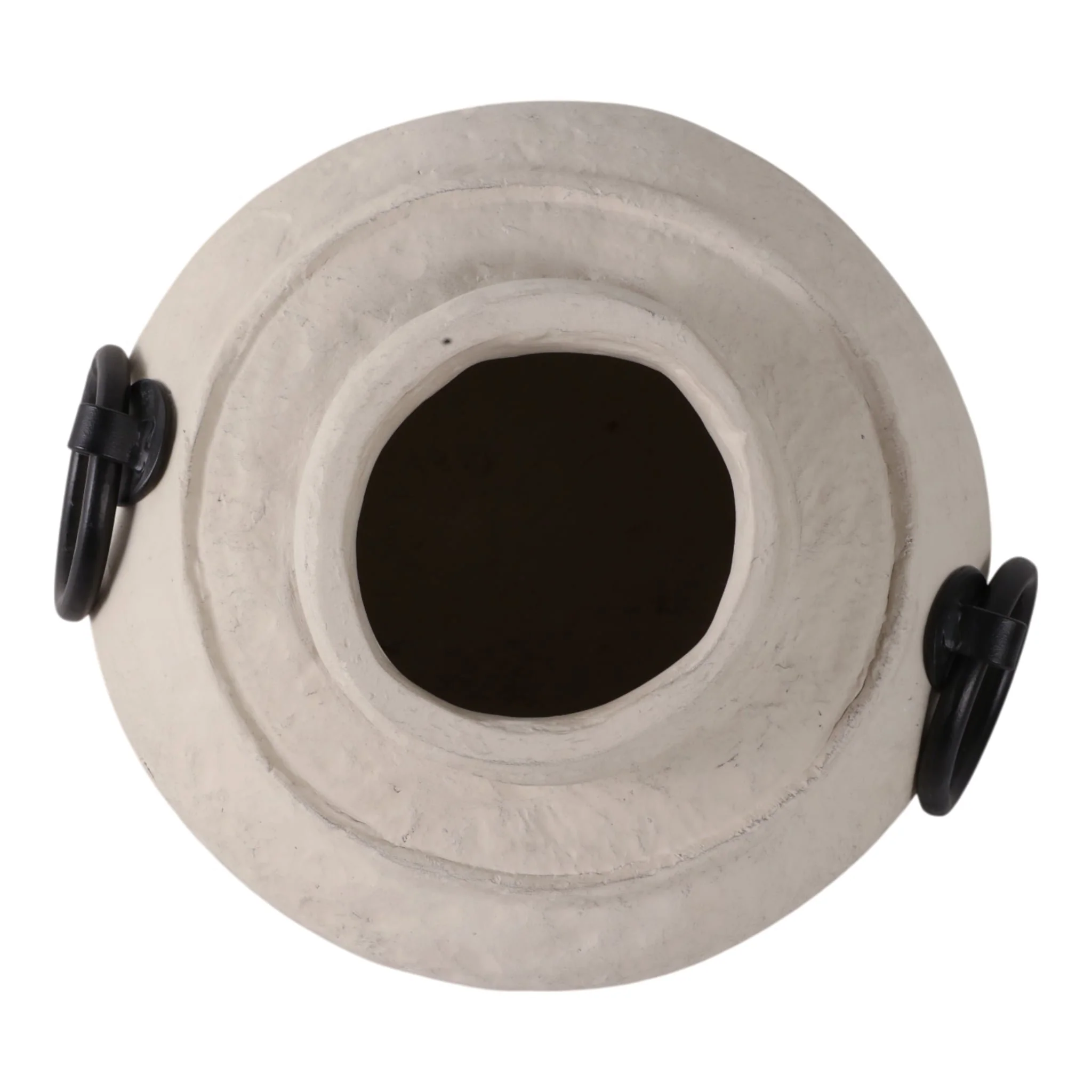 12x10" Ecomix Vase With Metal Handles, Ivory/ Blk - Image 6