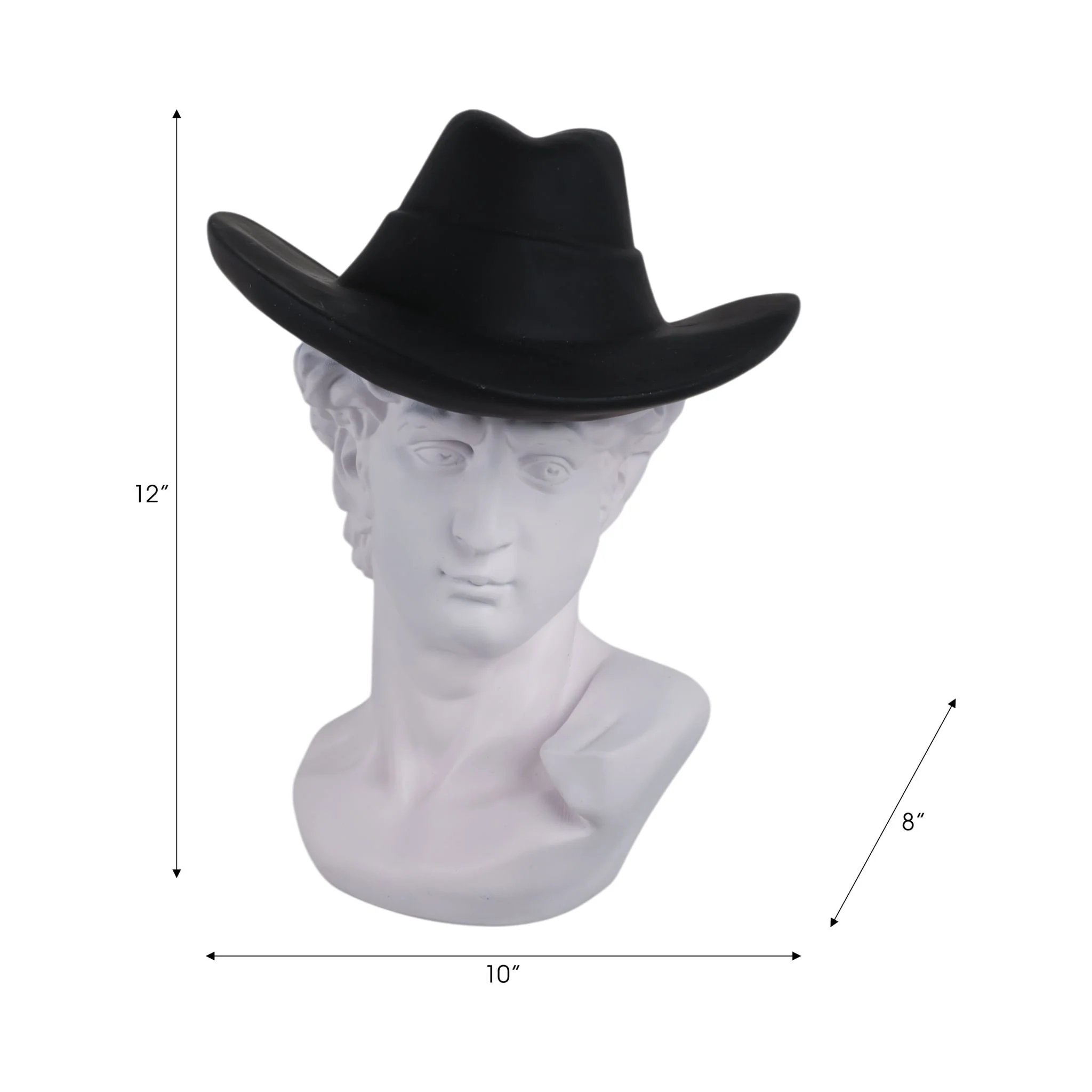 12x10" Greek God With Cowboy Hat, White/black - Image 8