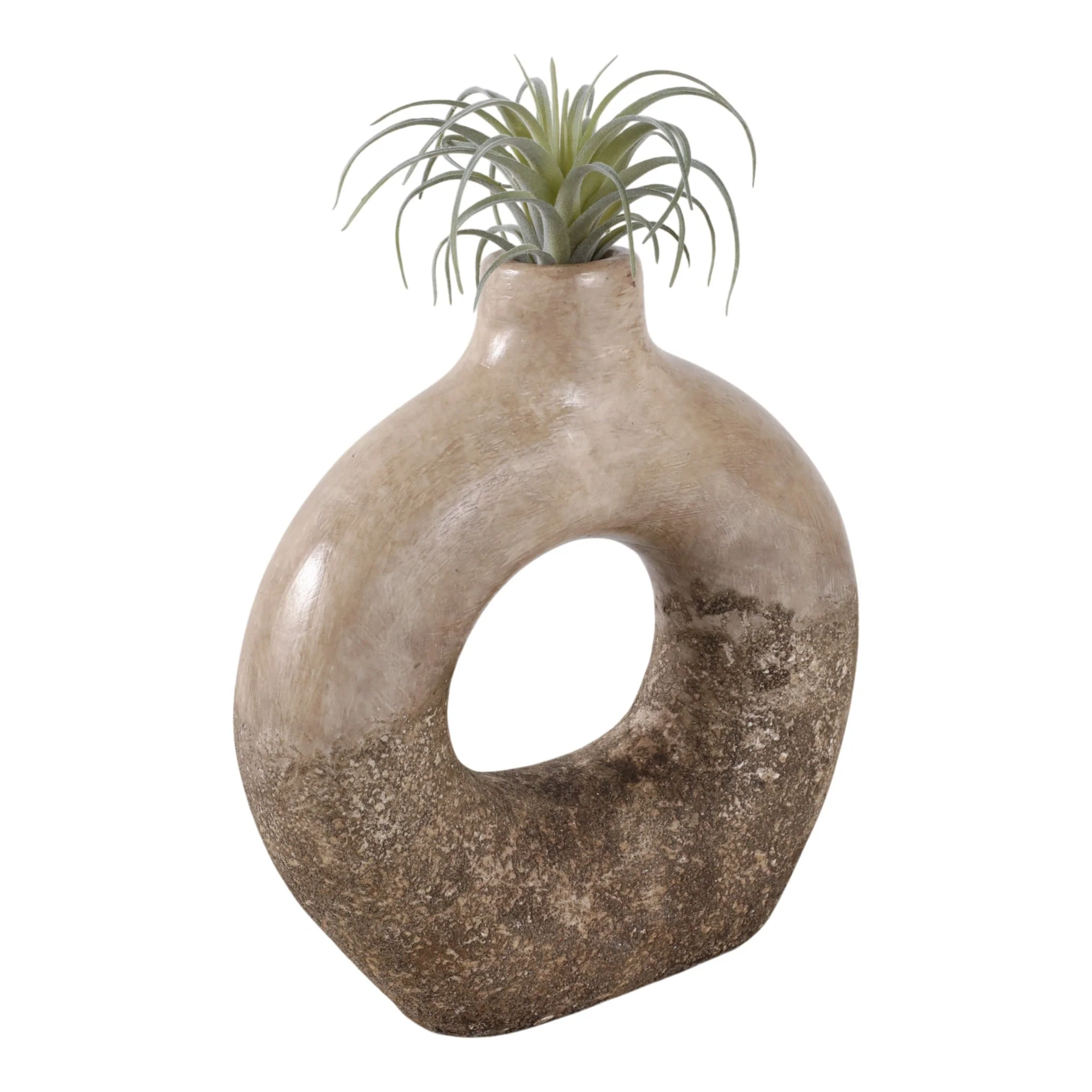 12x10" Open Cut-out Terracotta Vase, Ivory Multi - Image 2