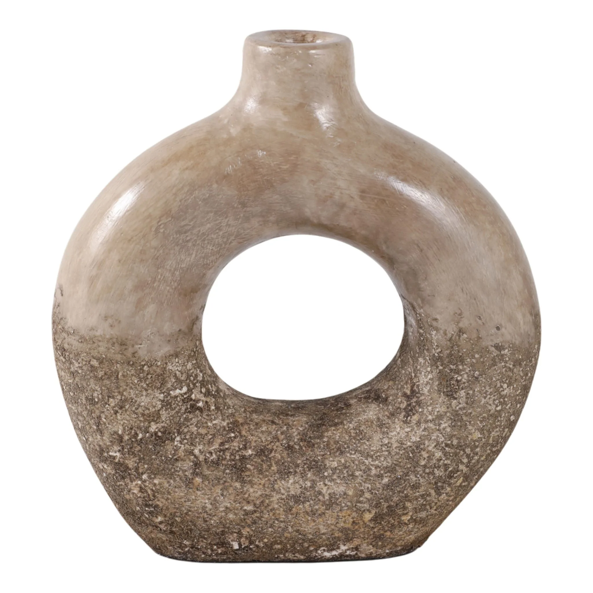 12x10" Open Cut-out Terracotta Vase, Ivory Multi - Image 4