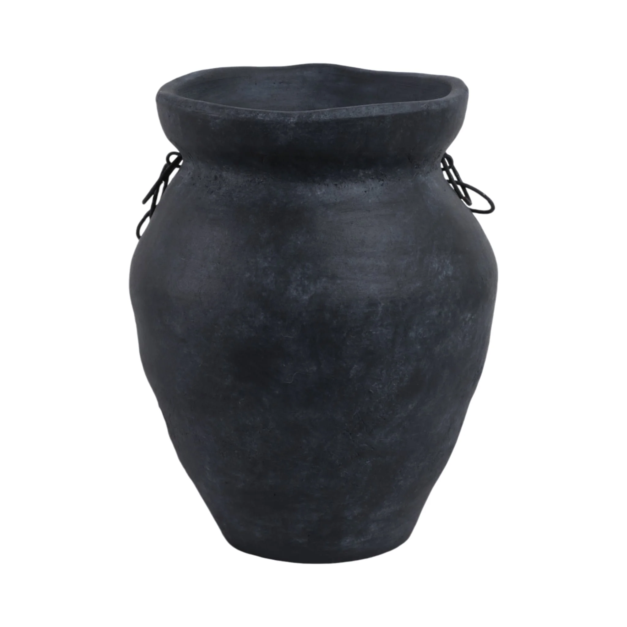 12x10" Rustic Vase With Chain, Black - Image 4