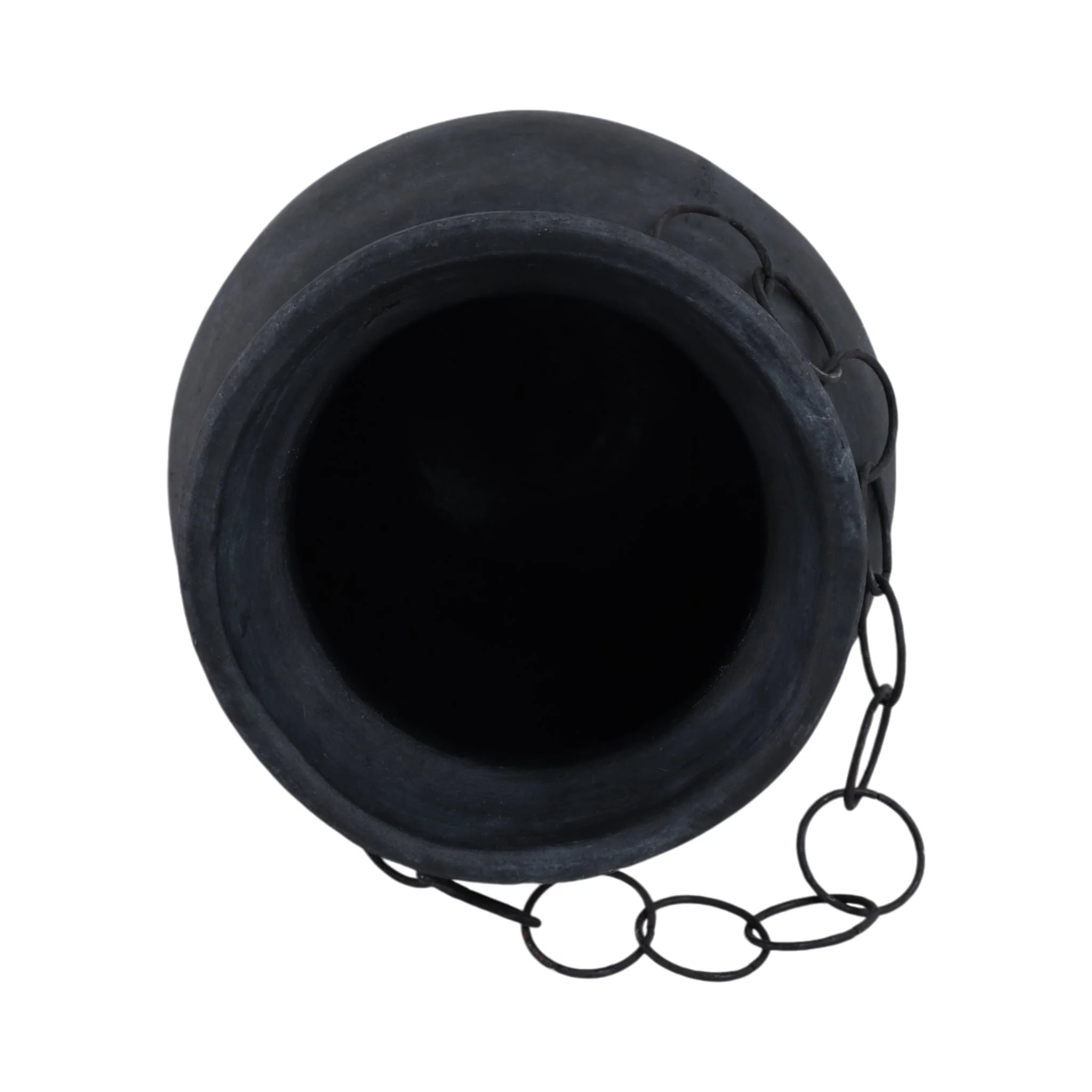 12x10" Rustic Vase With Chain, Black - Image 6