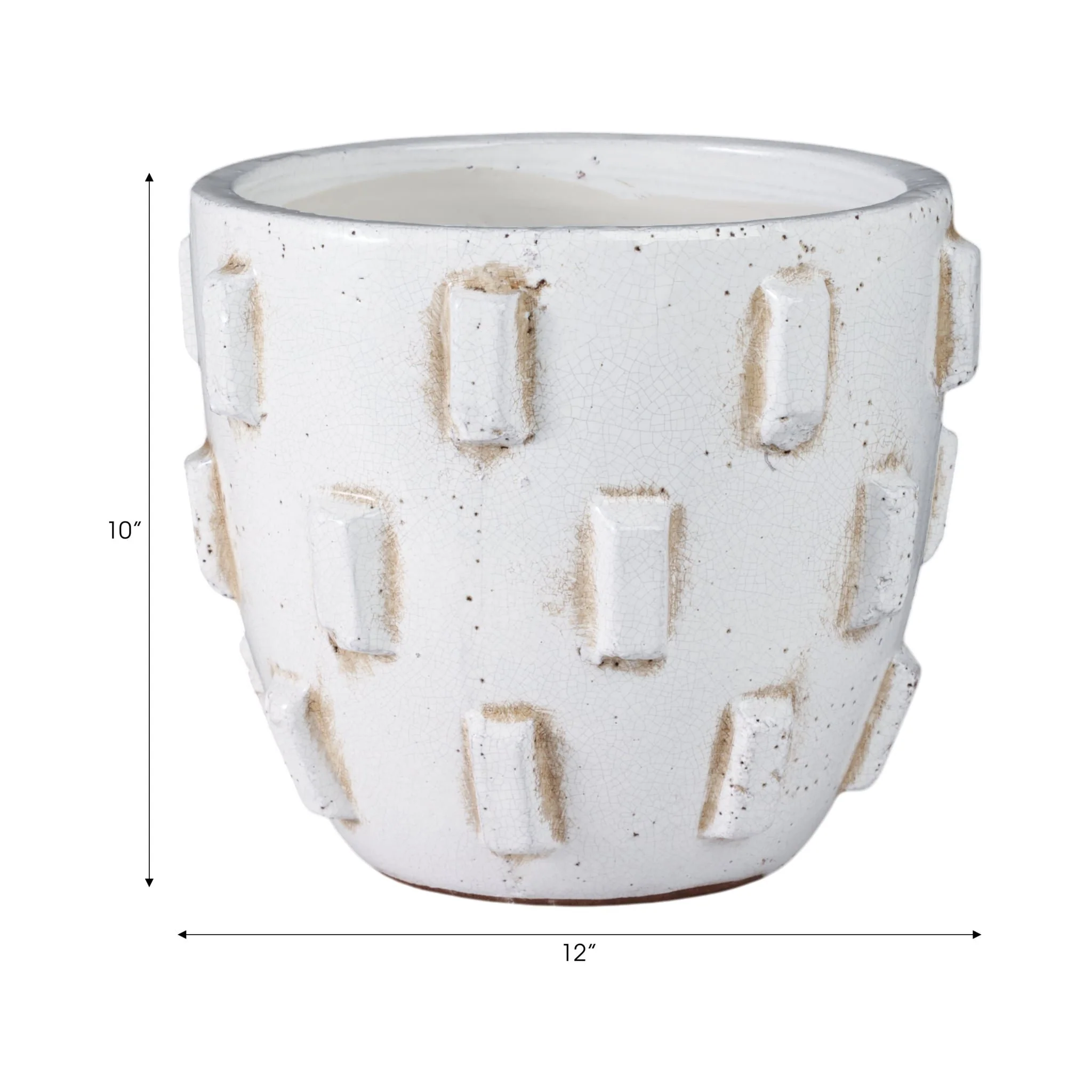 12x10" Sculptural Hobnail Planter, White - Image 2