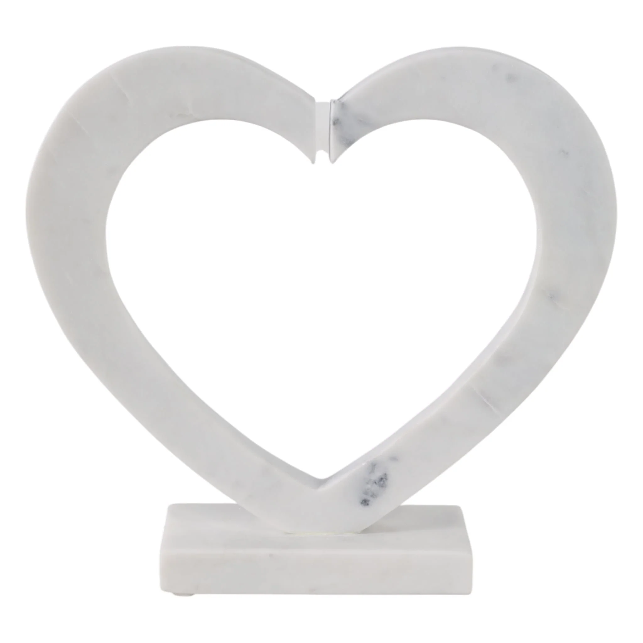 12x11" Open Heart Marble Sculpture, White - Image 4