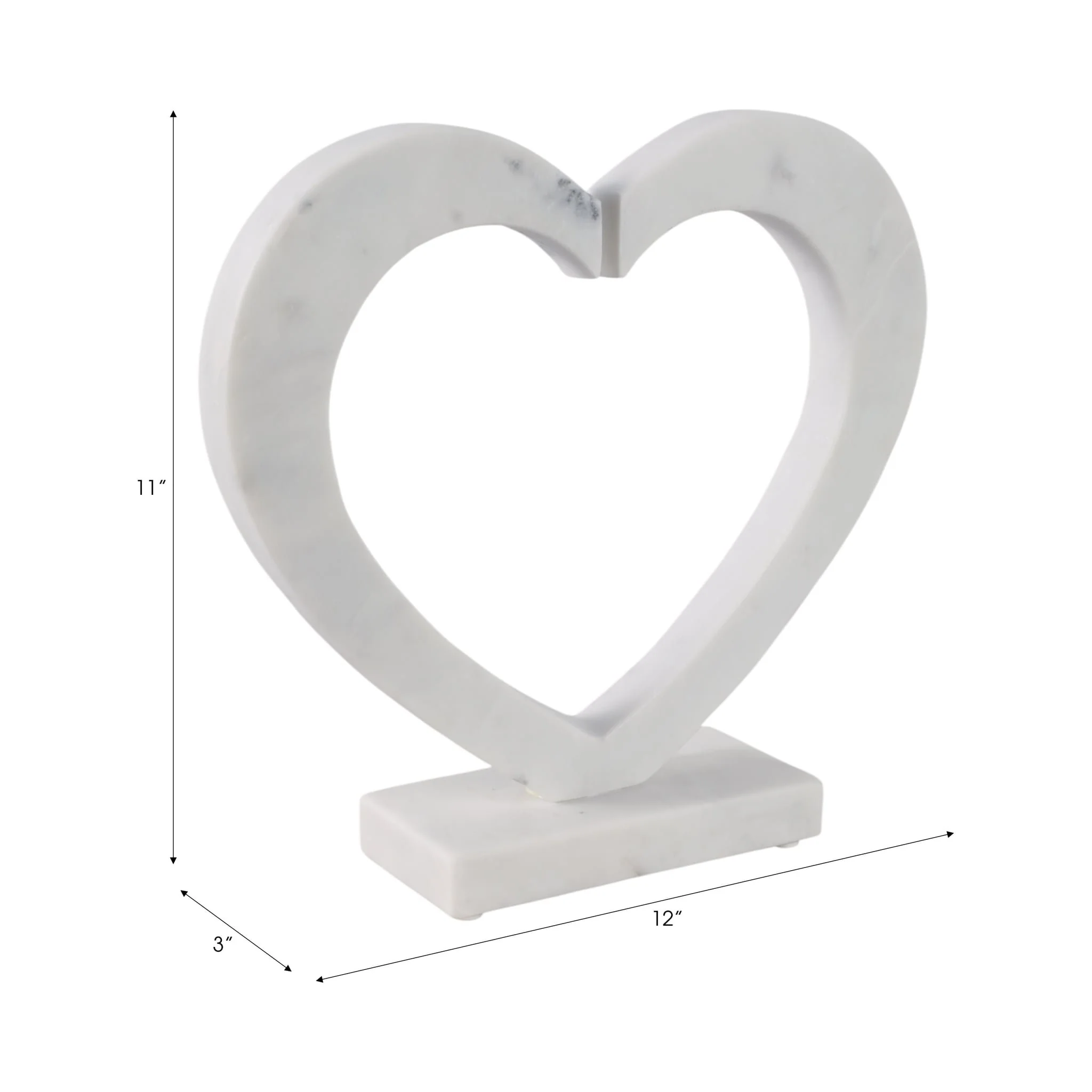 12x11" Open Heart Marble Sculpture, White - Image 8