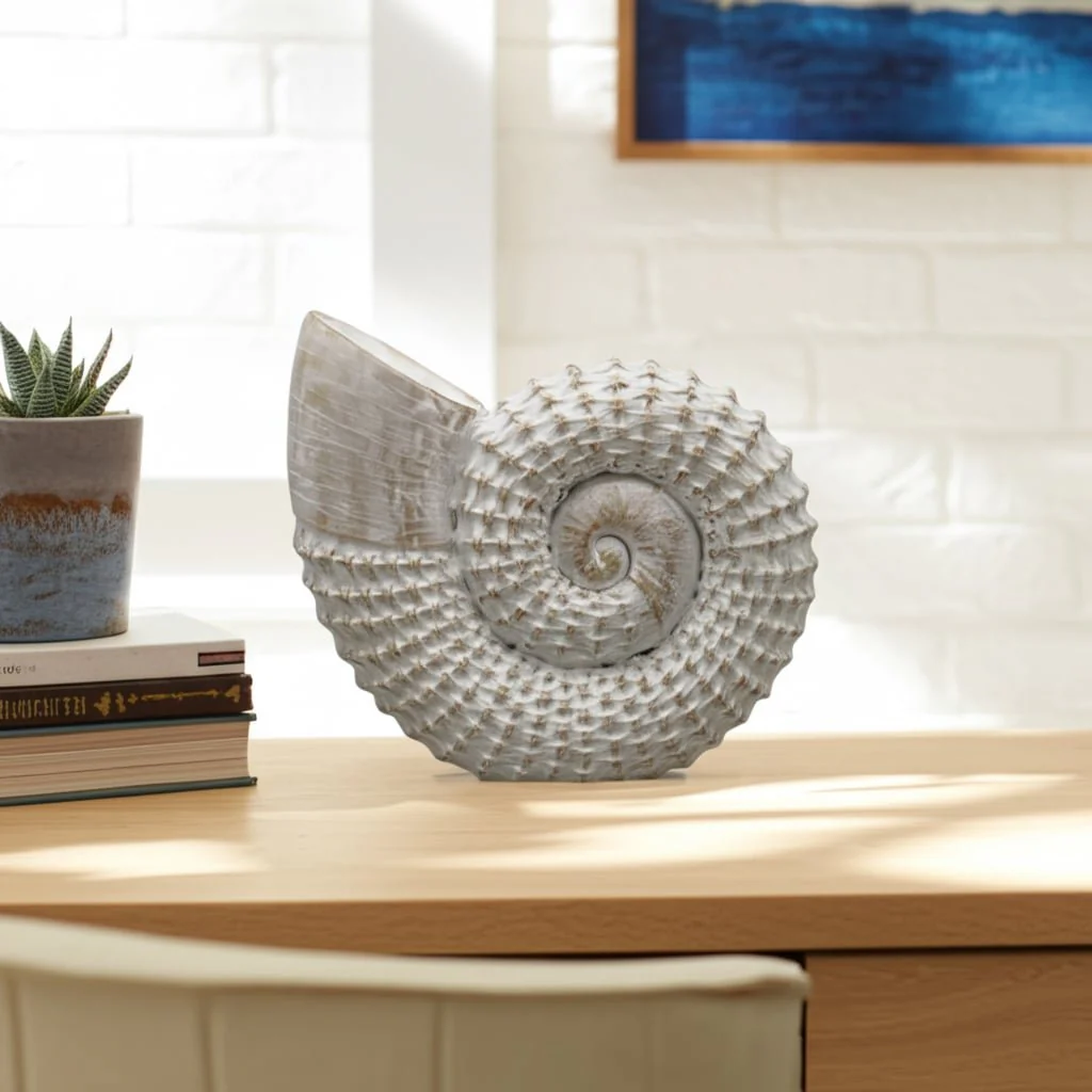 12x11" Woven Shell Decor, White - Image 10