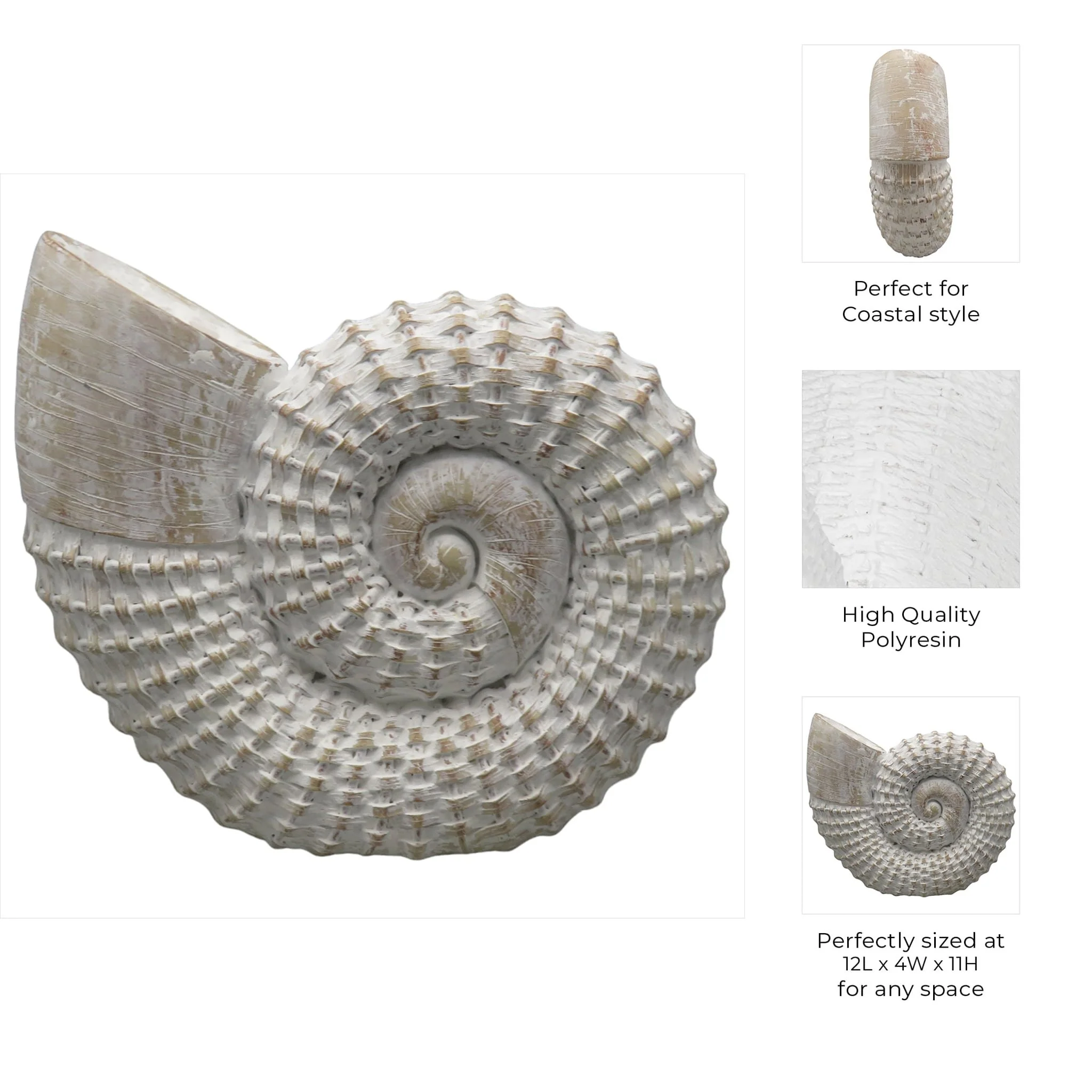 12x11" Woven Shell Decor, White - Image 7