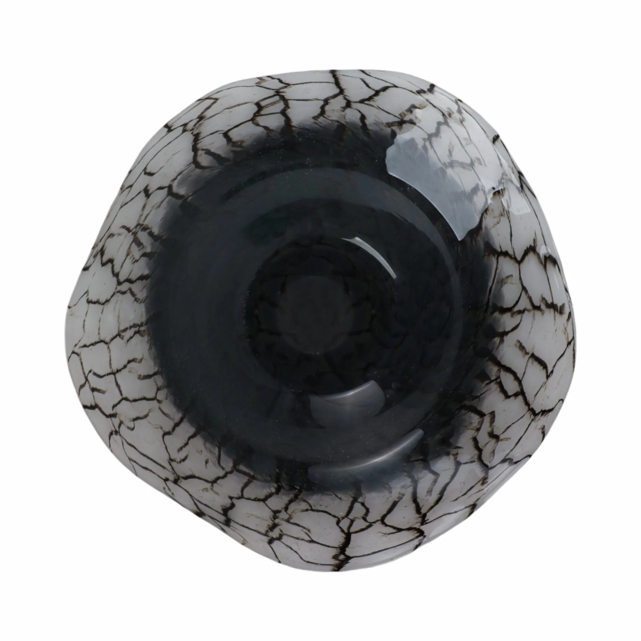 12x12" Abstract Glass Bowl With Veining, White/bla - Image 7