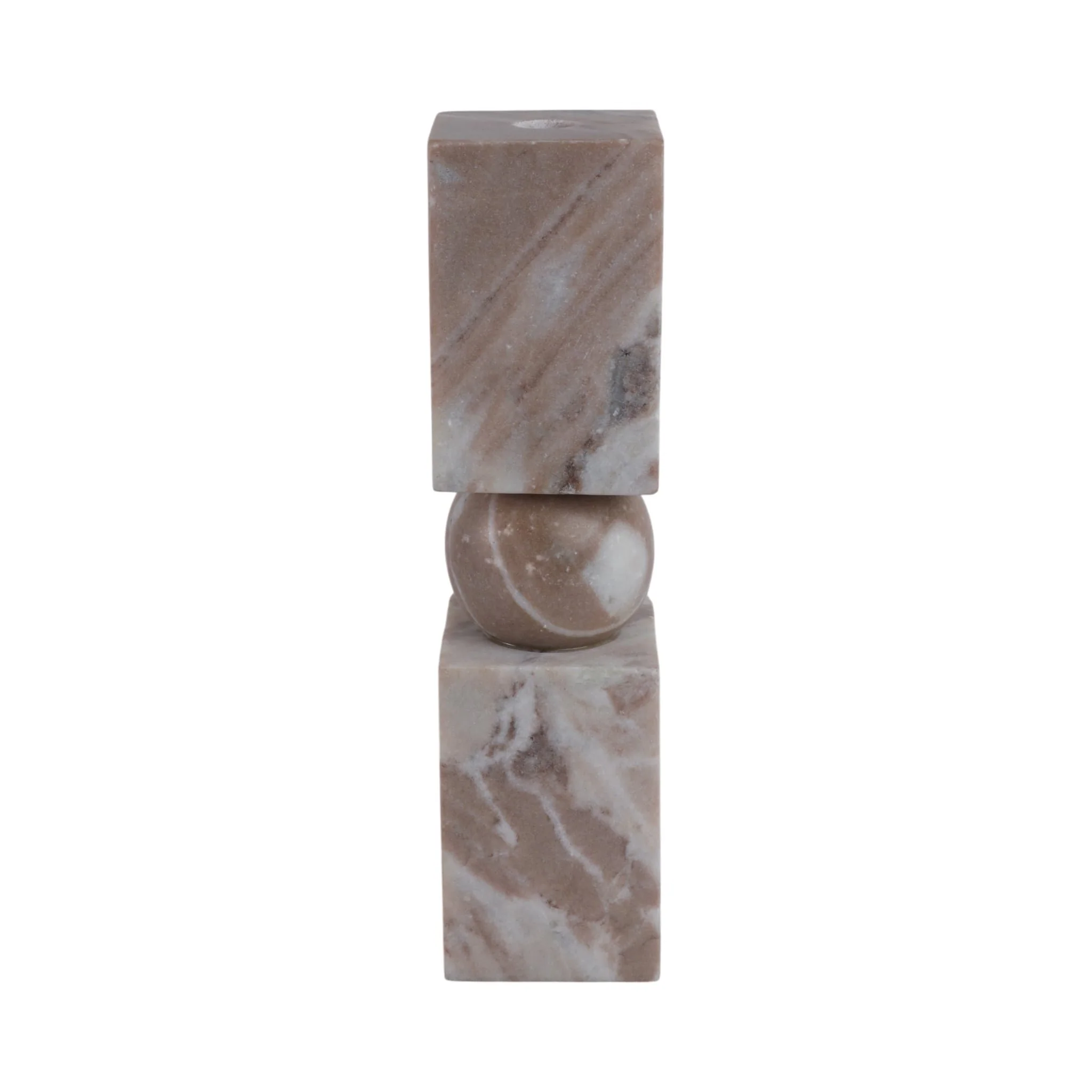 12x3" Chunky Marble Taper Holder, Tan Multi - Image 3