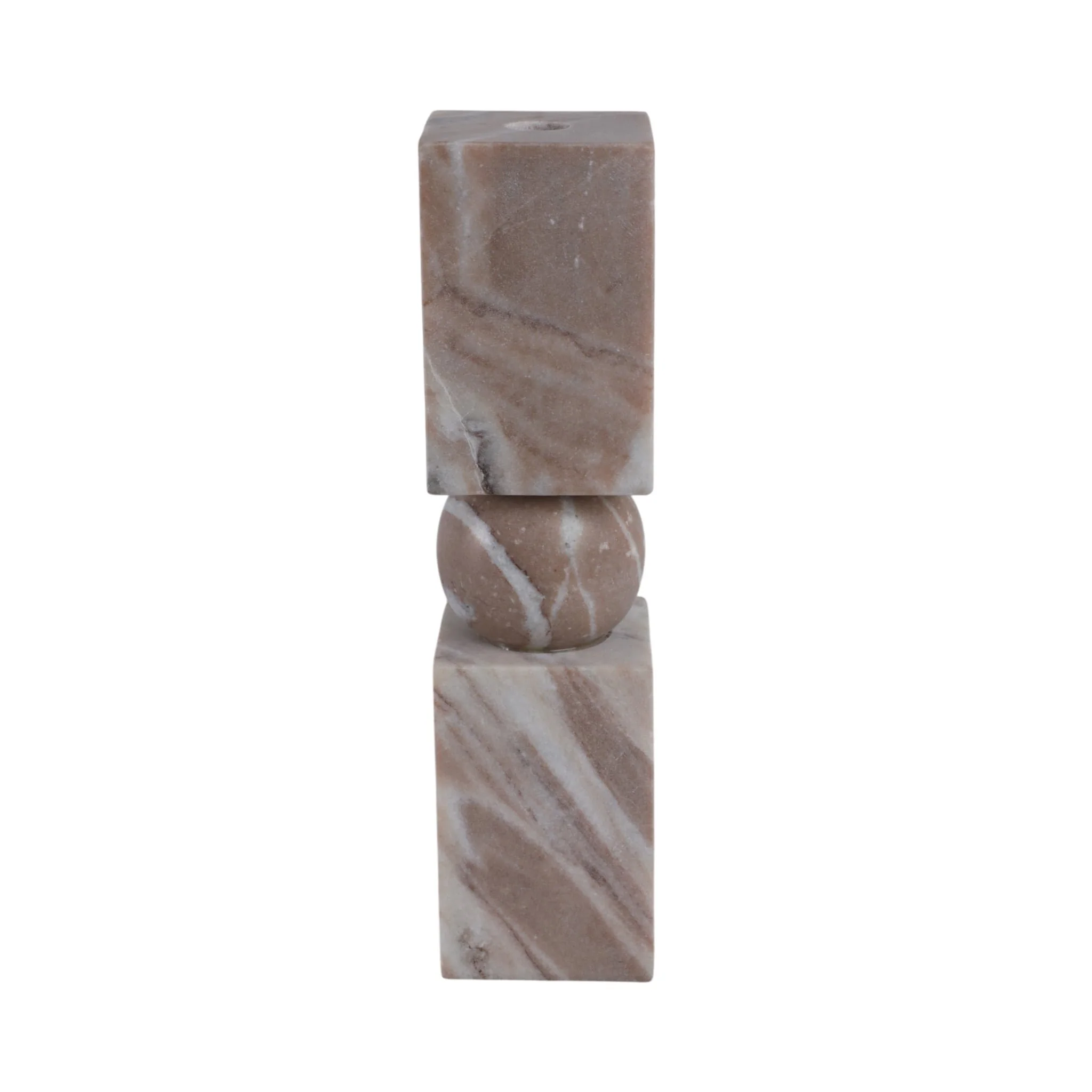 12x3" Chunky Marble Taper Holder, Tan Multi - Image 4