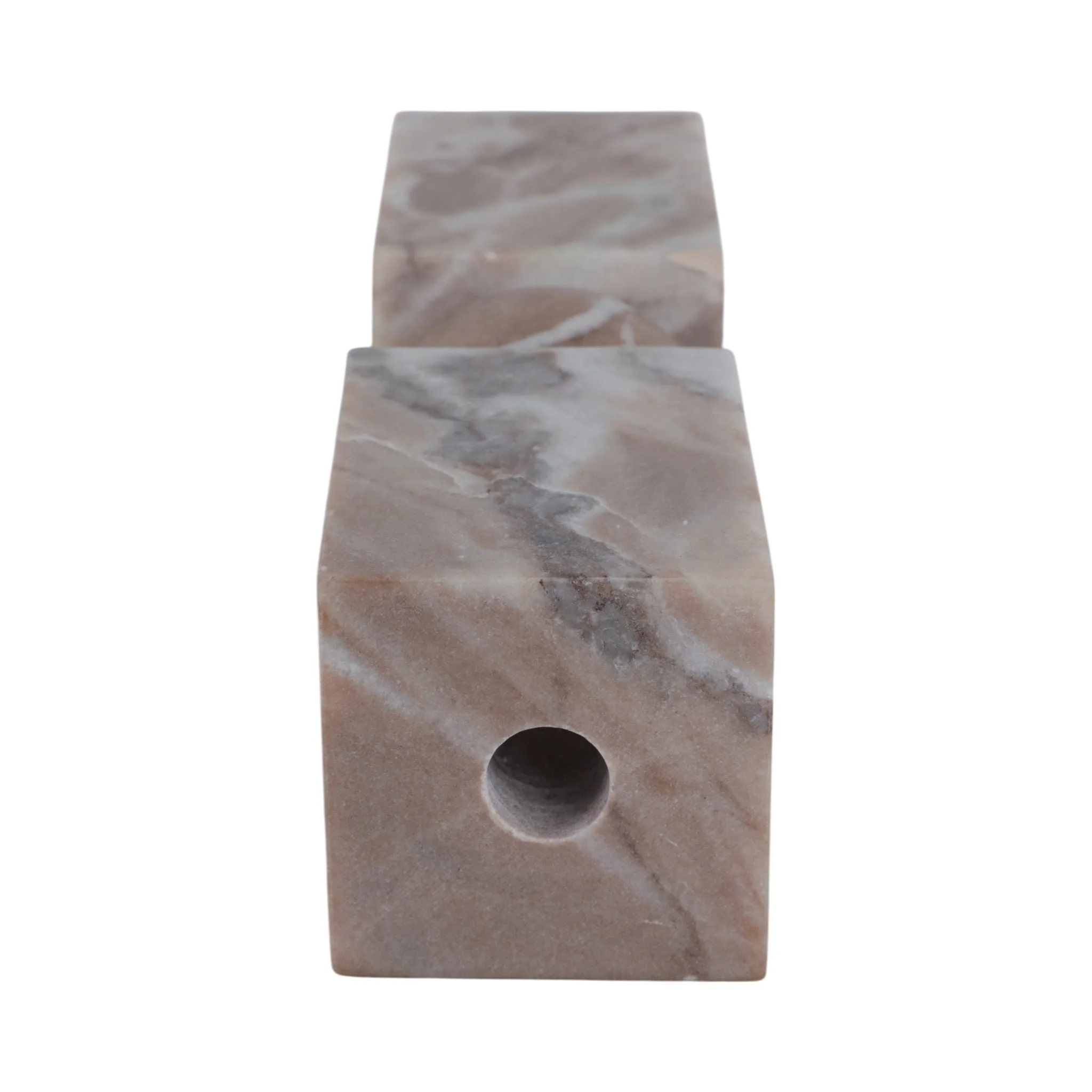 12x3" Chunky Marble Taper Holder, Tan Multi - Image 6